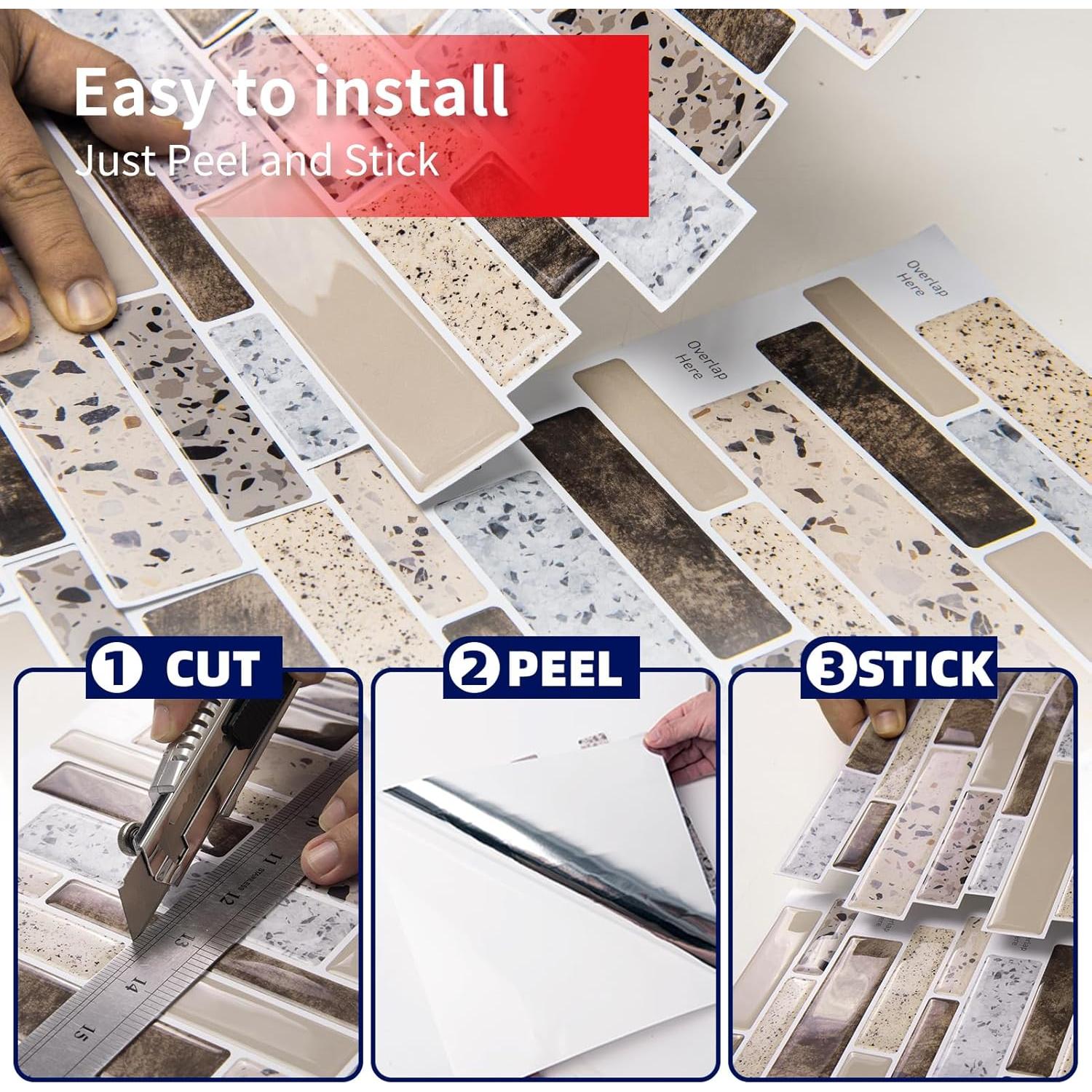 Azulejos Adhesivos Art3dwallpanels 10 Hojas 30.48x30.48cm Marrón