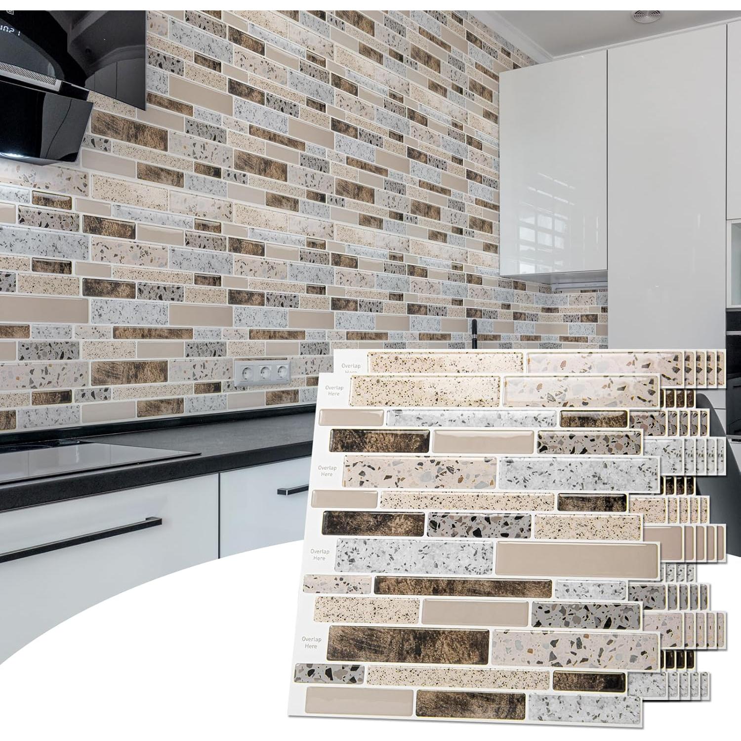 Azulejos Adhesivos Art3dwallpanels 10 Hojas 30.48x30.48cm Marrón