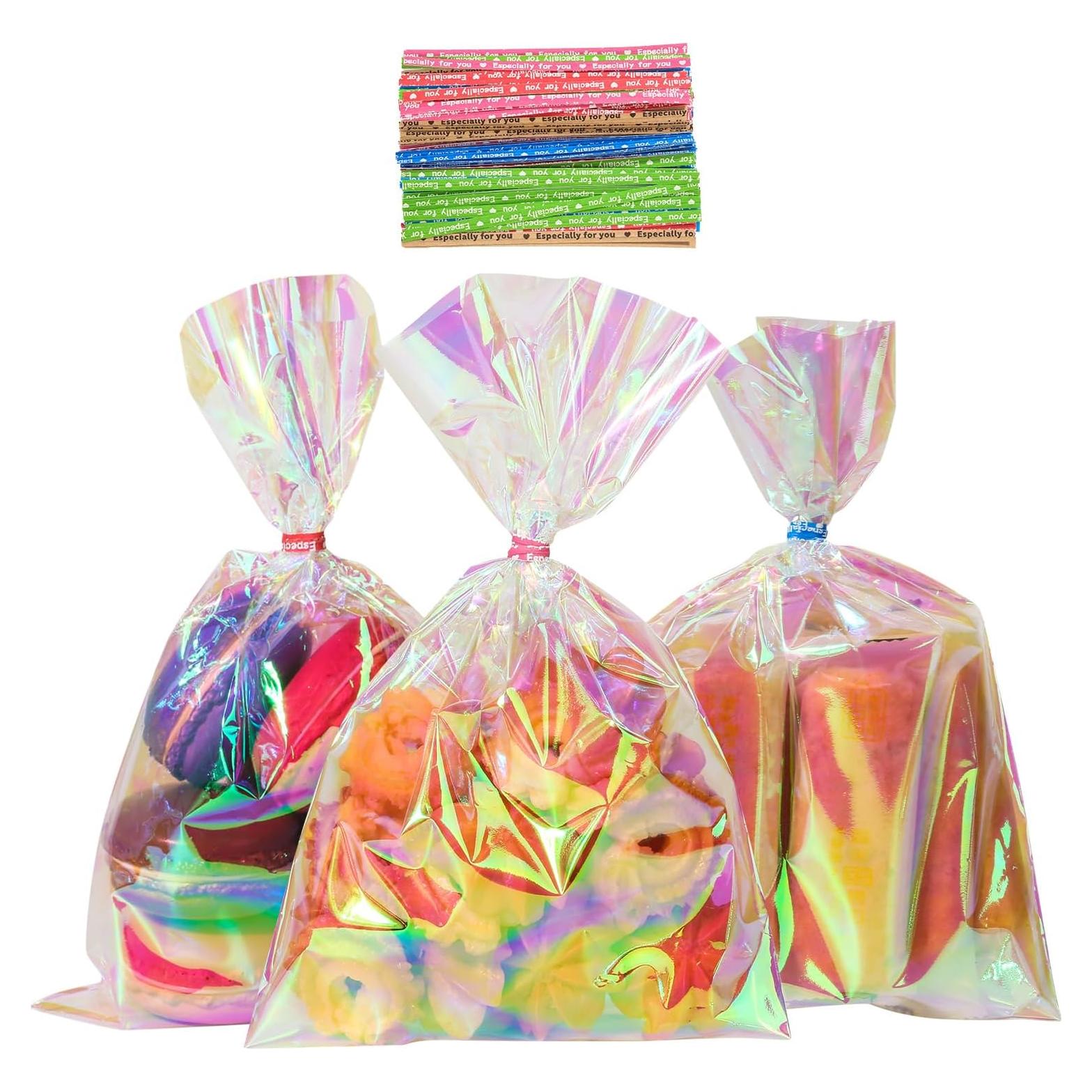 120 Bolsas de Celofán Holográficas Mibo 15x22 cm para Regalos