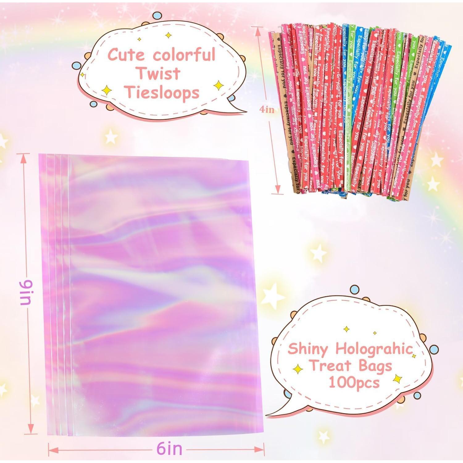 120 Bolsas de Celofán Holográficas Mibo 15x22 cm para Regalos