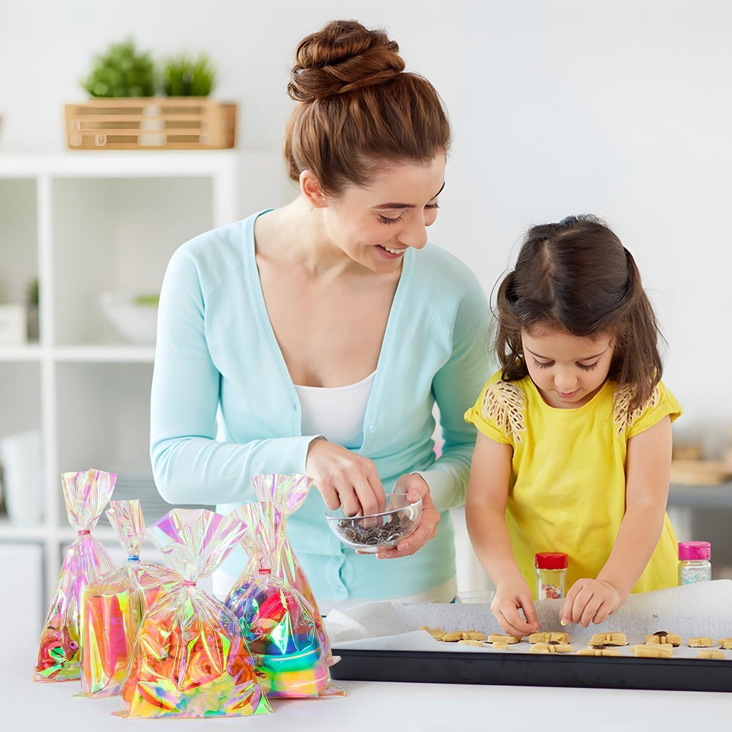 120 Bolsas de Celofán Holográficas Mibo 15x22 cm para Regalos