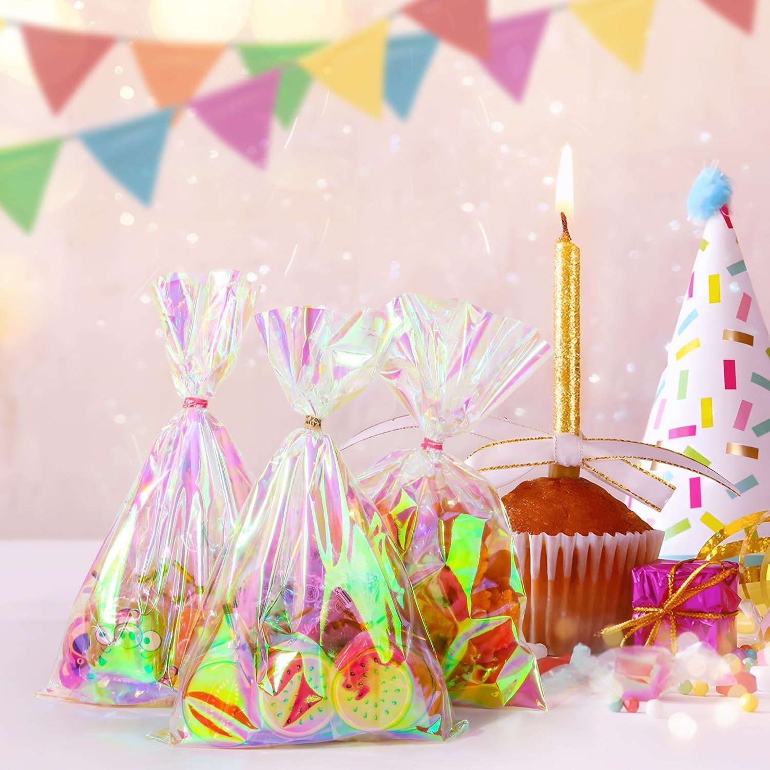 120 Bolsas de Celofán Holográficas Mibo 15x22 cm para Regalos