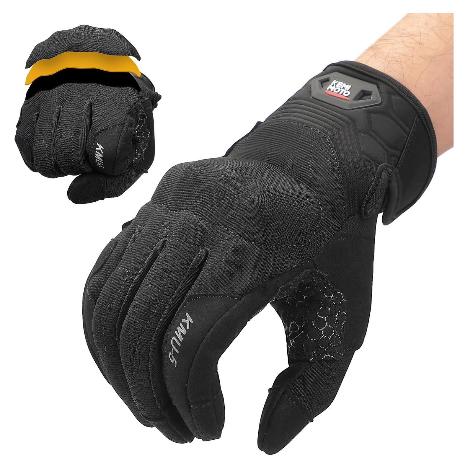 Guantes de Motocicleta KEMIMOTO Negros Talla Mediana con Pantalla Táctil