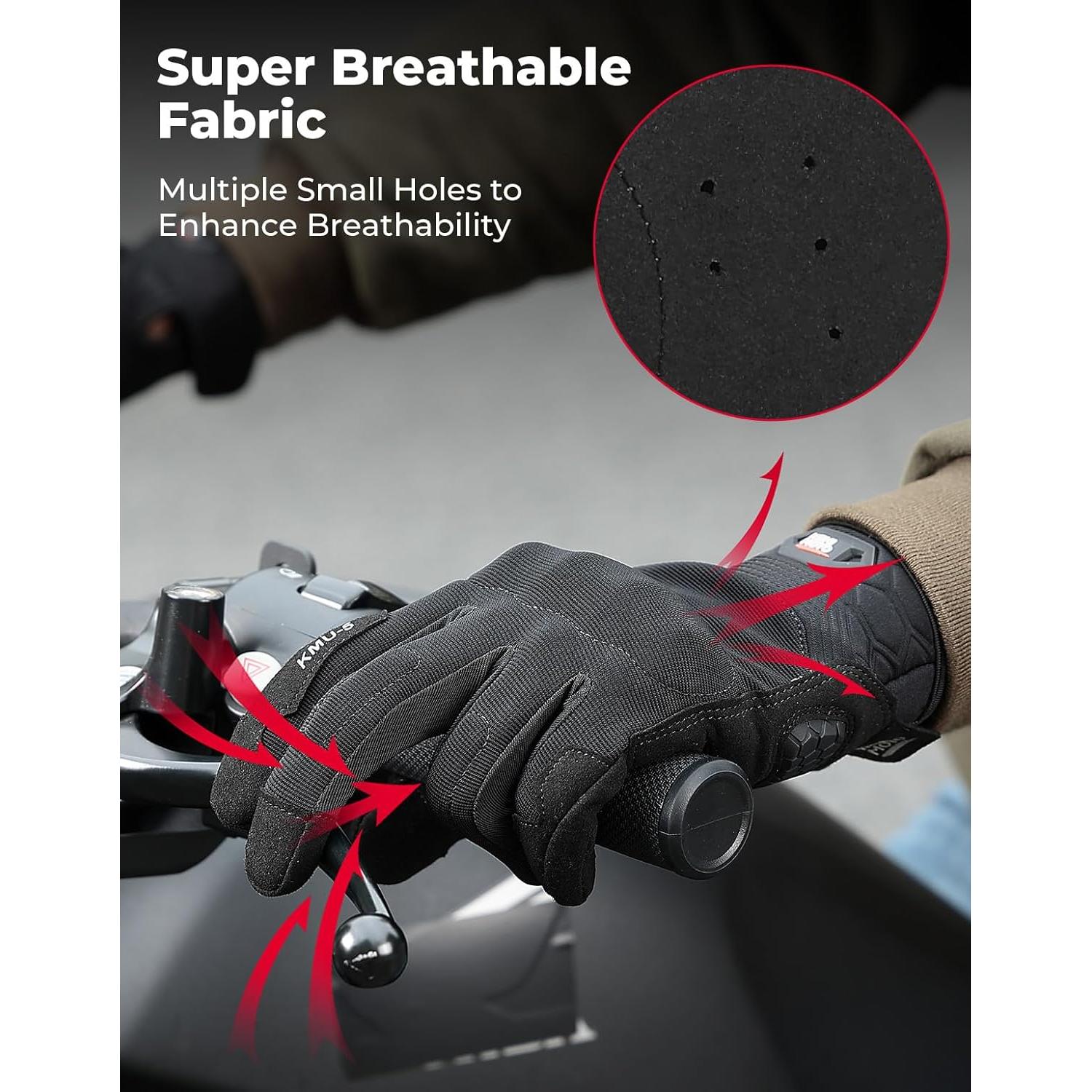 Guantes de Motocicleta KEMIMOTO Negros Talla Mediana con Pantalla Táctil