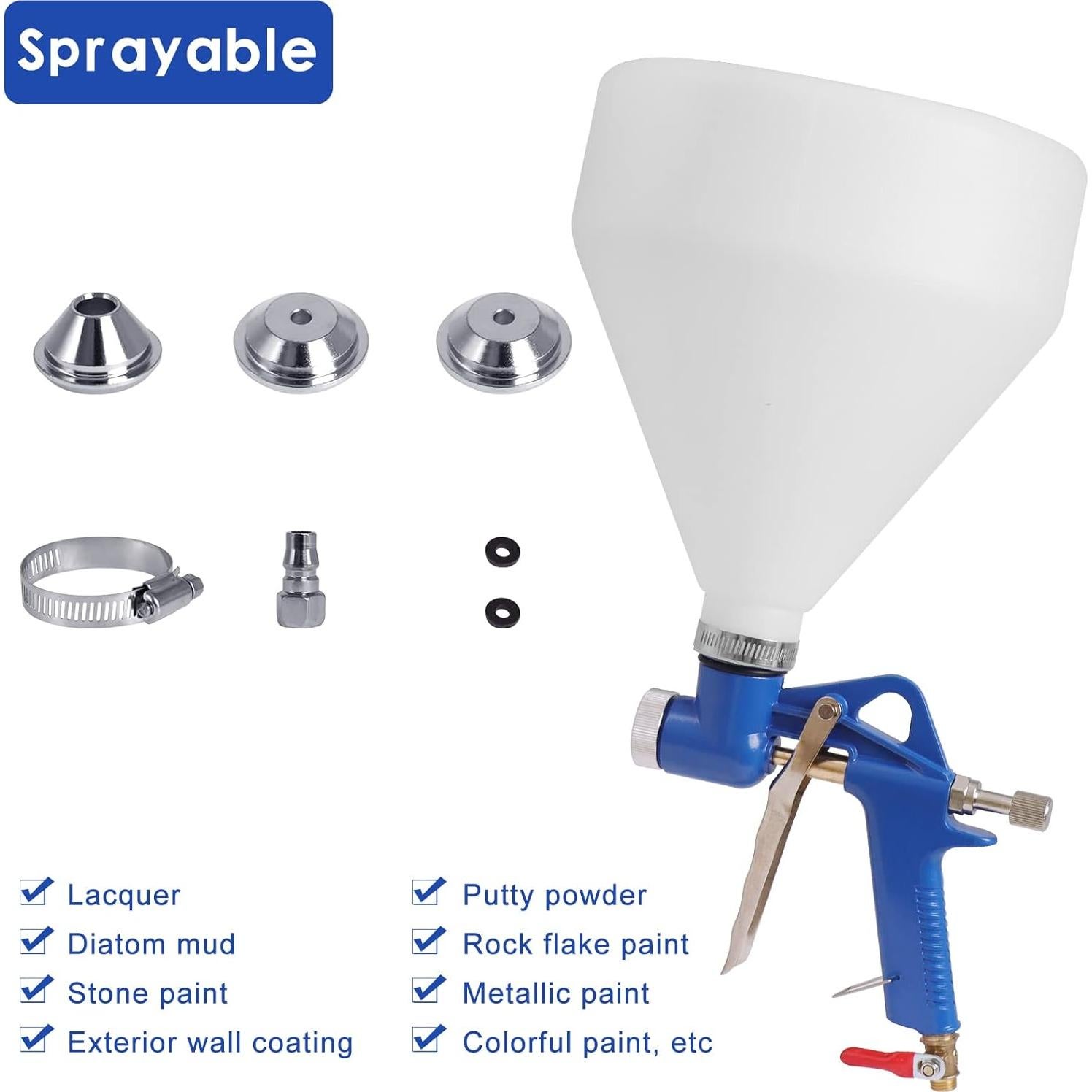 Pulverizador de Textura Aflybltol 1.5 Galones Azul con 3 Boquillas