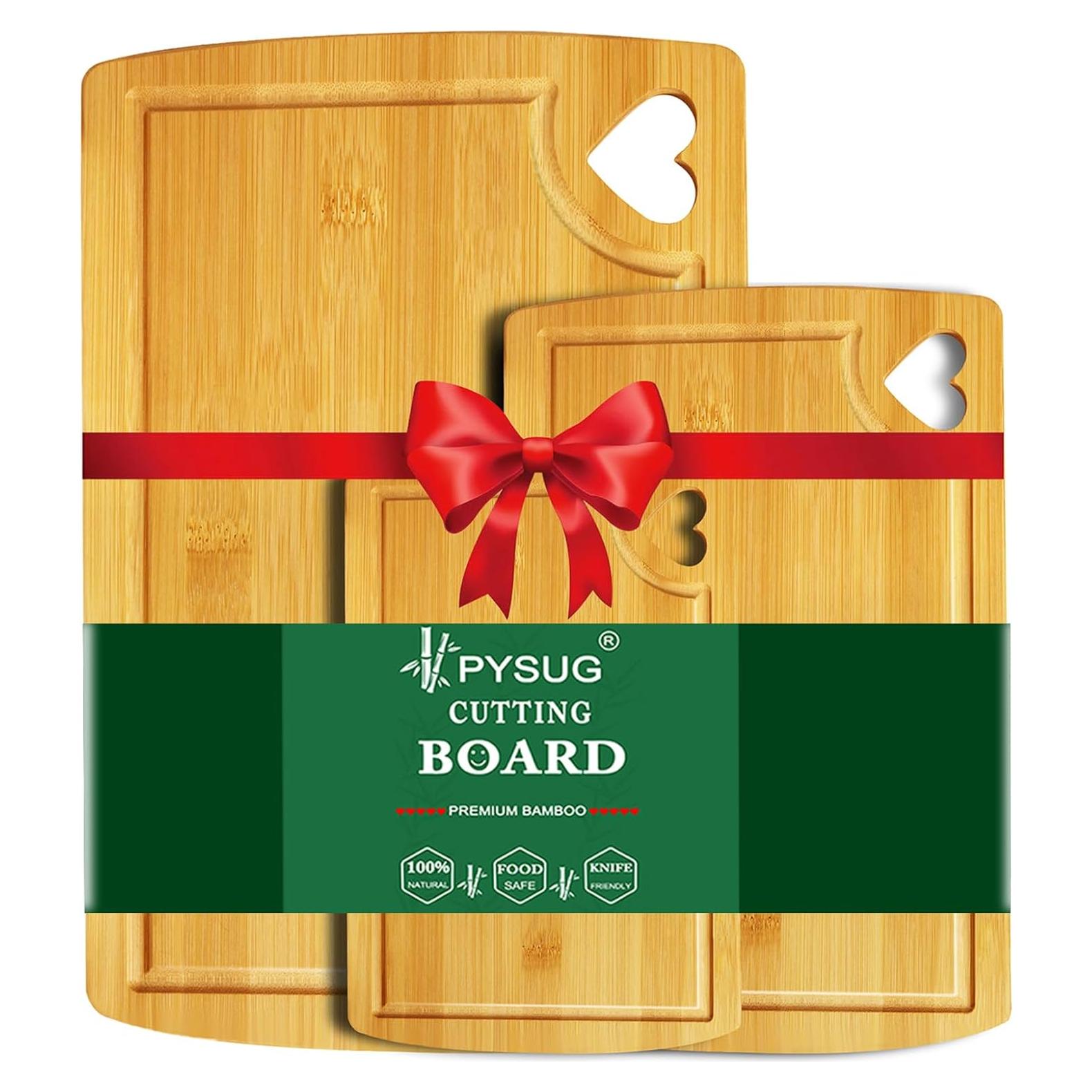 Juego de Tablas de Cortar de Madera PYSUG - 3 Tamaños de Bambú