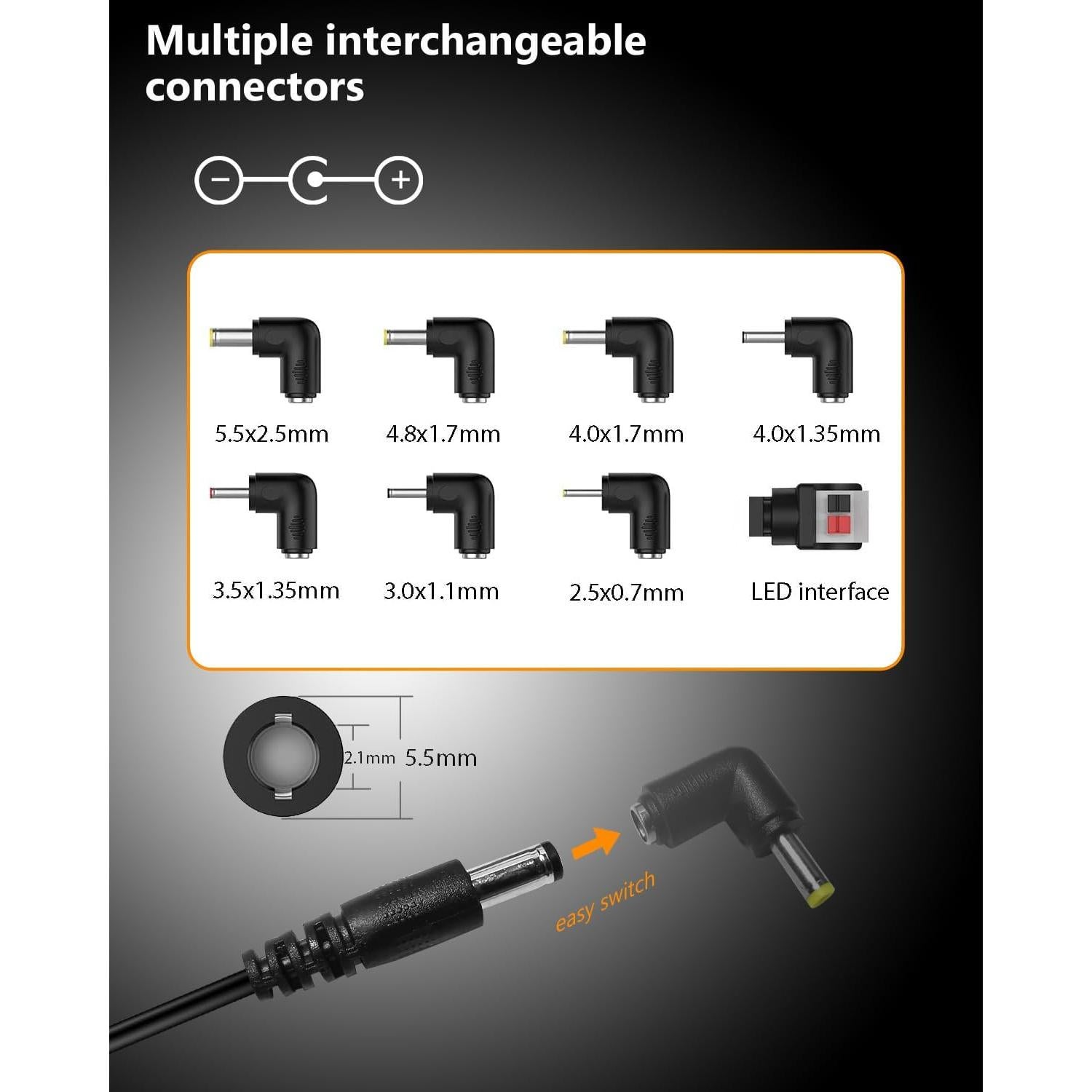 Adaptador de corriente 12V 2A 24W Foyu con 8 enchufes