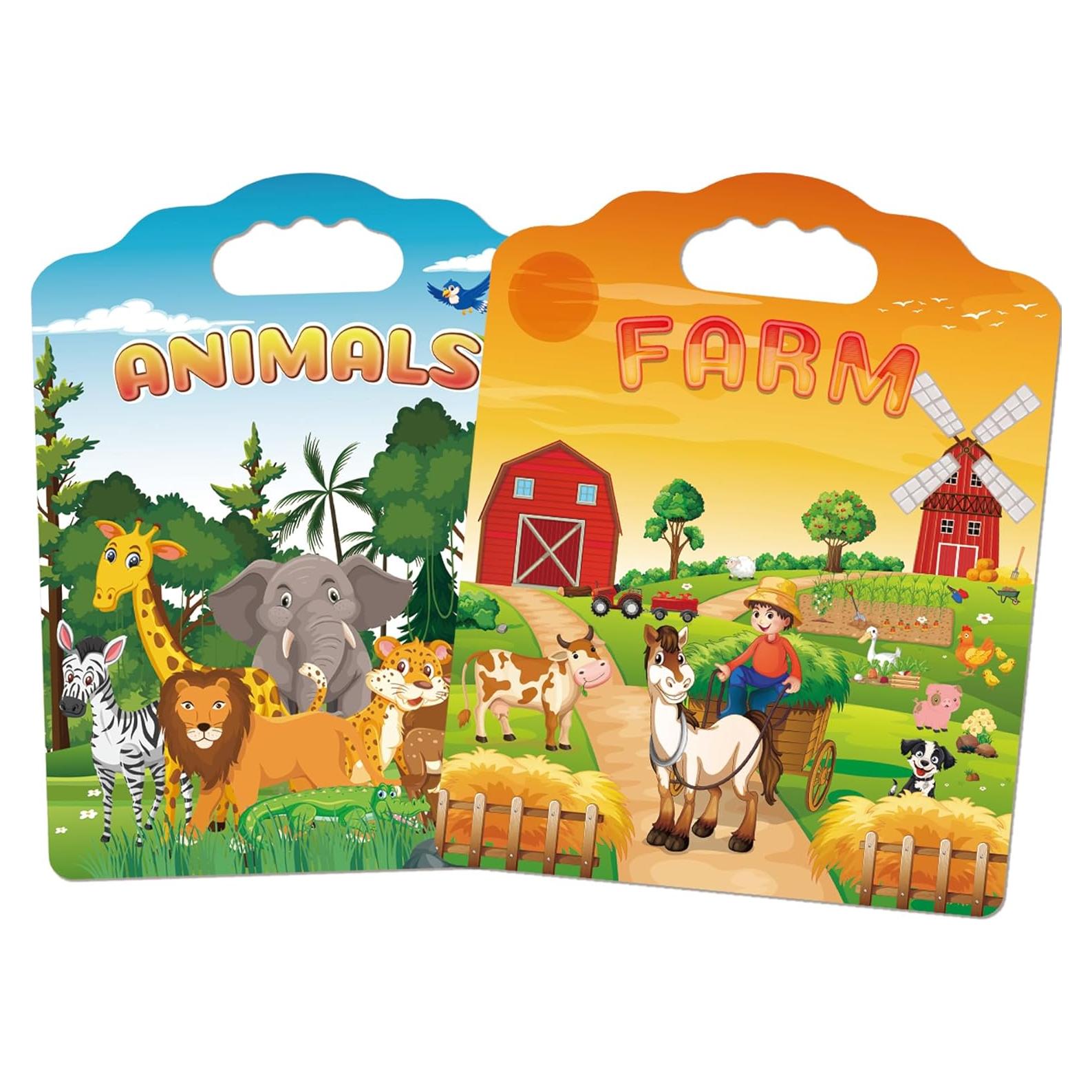 2 Libros de Pegatinas Reutilizables SWARKOL para Niños 2-4 Años