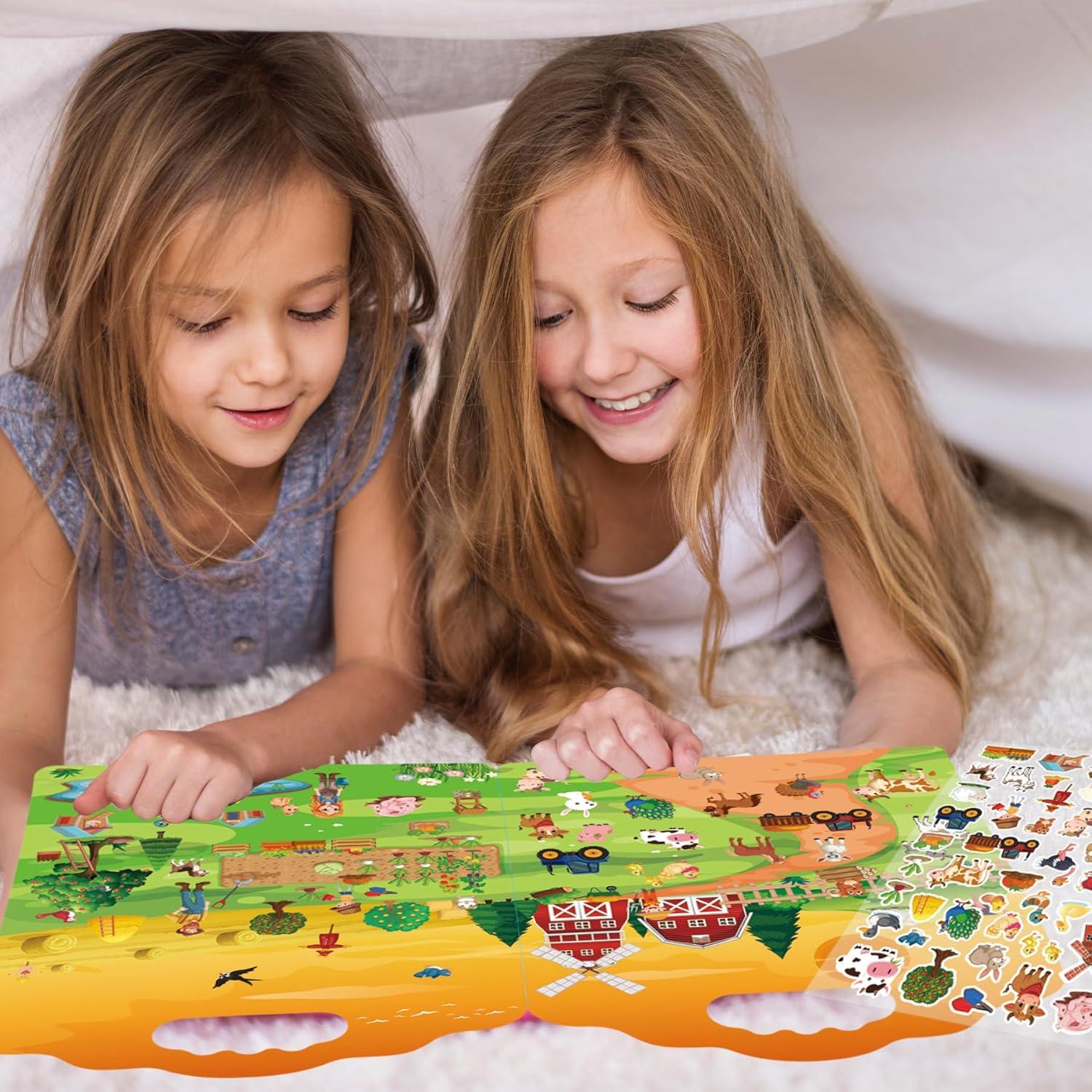 2 Libros de Pegatinas Reutilizables SWARKOL para Niños 2-4 Años