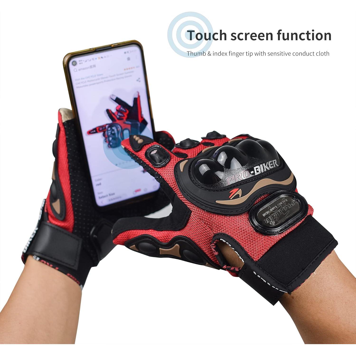 Guantes de Motocicleta CHCYCLE Táctiles Verano Negro Mediano