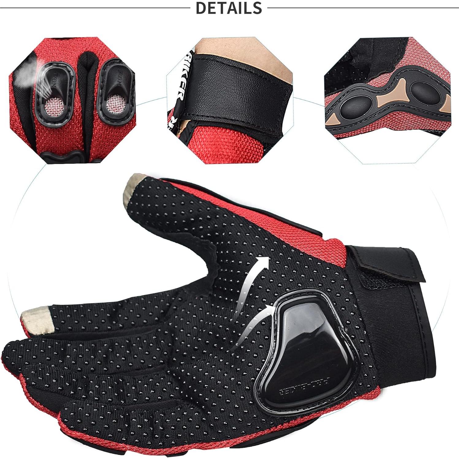Guantes de Motocicleta CHCYCLE Táctiles Verano Negro Mediano