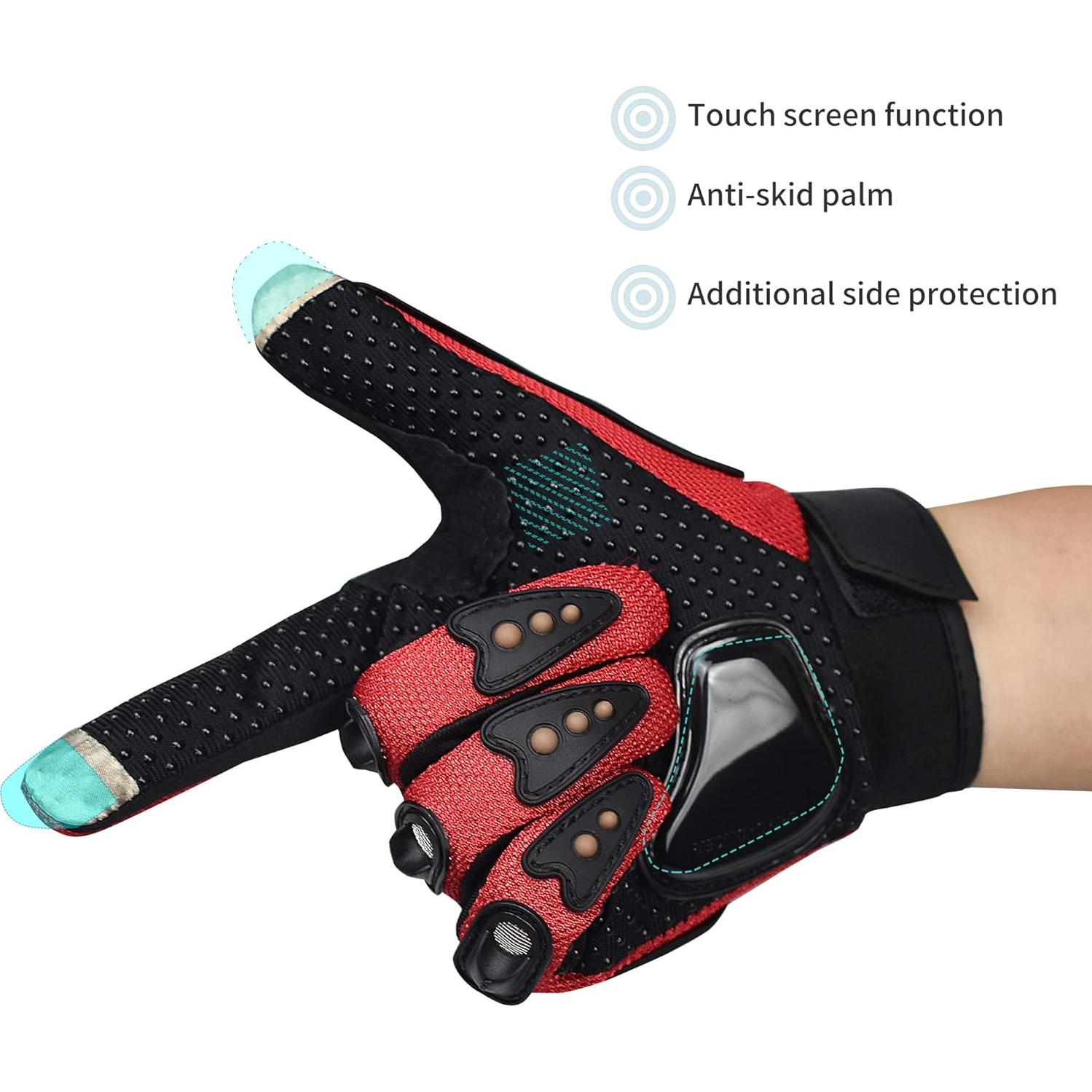 Guantes de Motocicleta CHCYCLE Táctiles Verano Negro Mediano