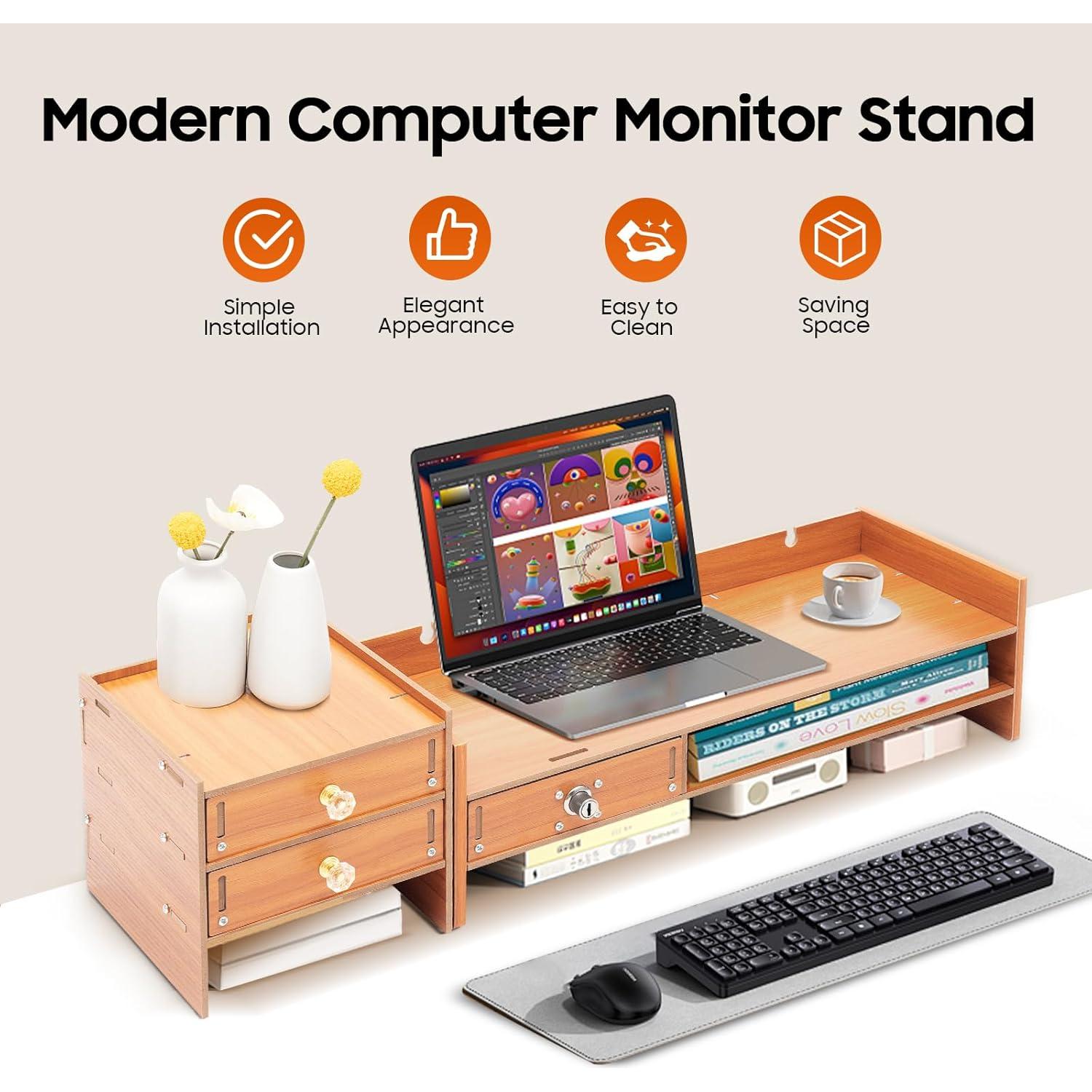 Organizador de Escritorio de Madera MDF con 3 Cajones Estilo A