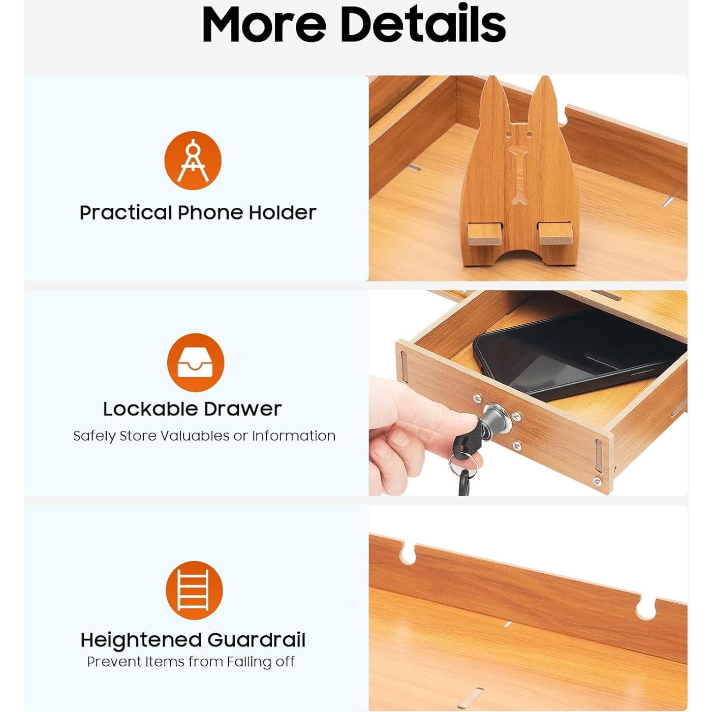 Organizador de Escritorio de Madera MDF con 3 Cajones Estilo A