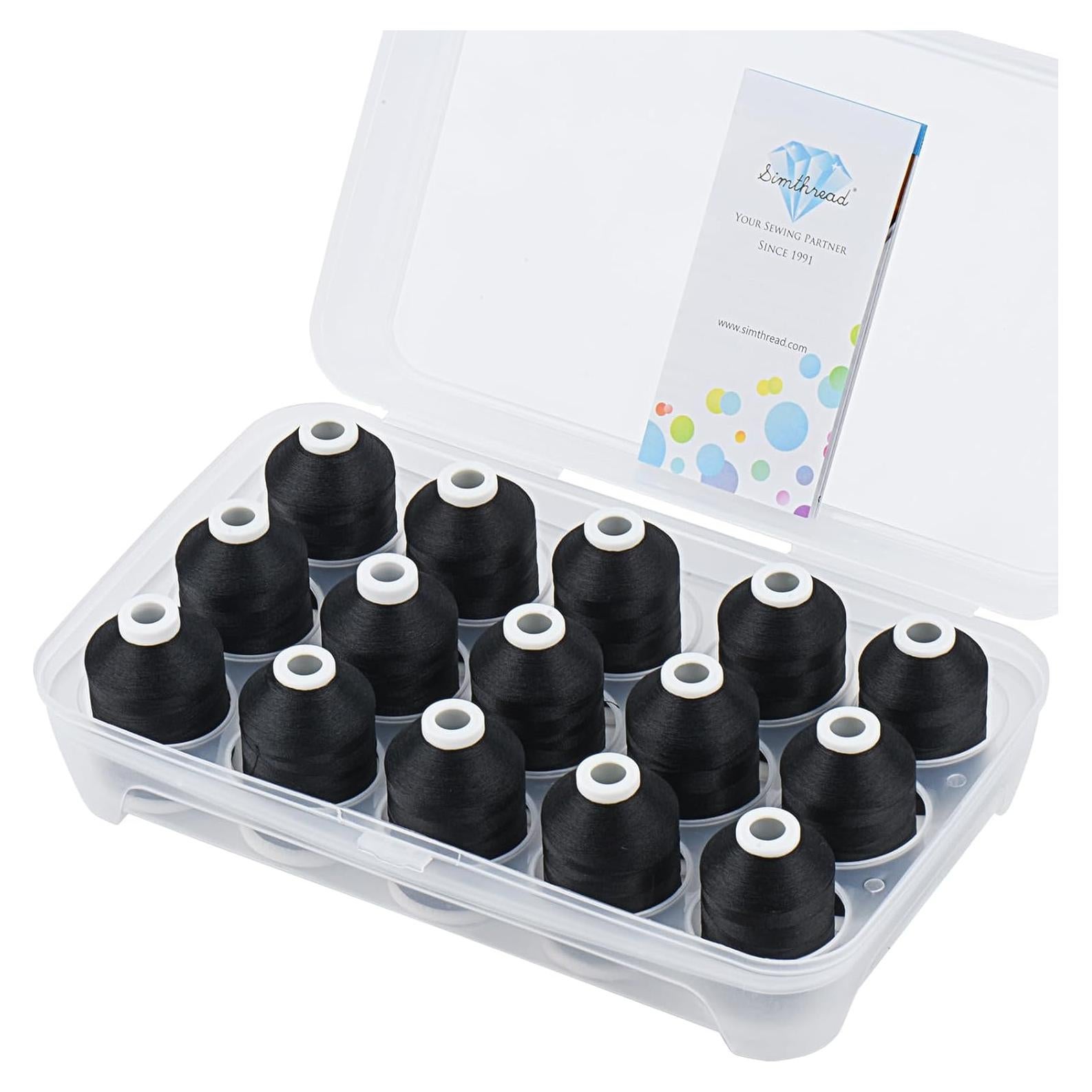Set de Hilos de Bordado a Máquina Simthread 15 Bobinas 1000m Negro