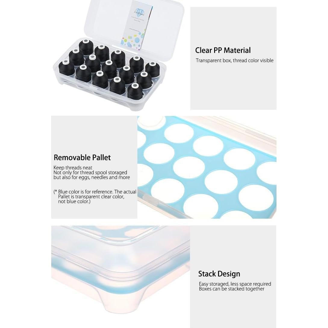 Set de Hilos de Bordado a Máquina Simthread 15 Bobinas 1000m Negro