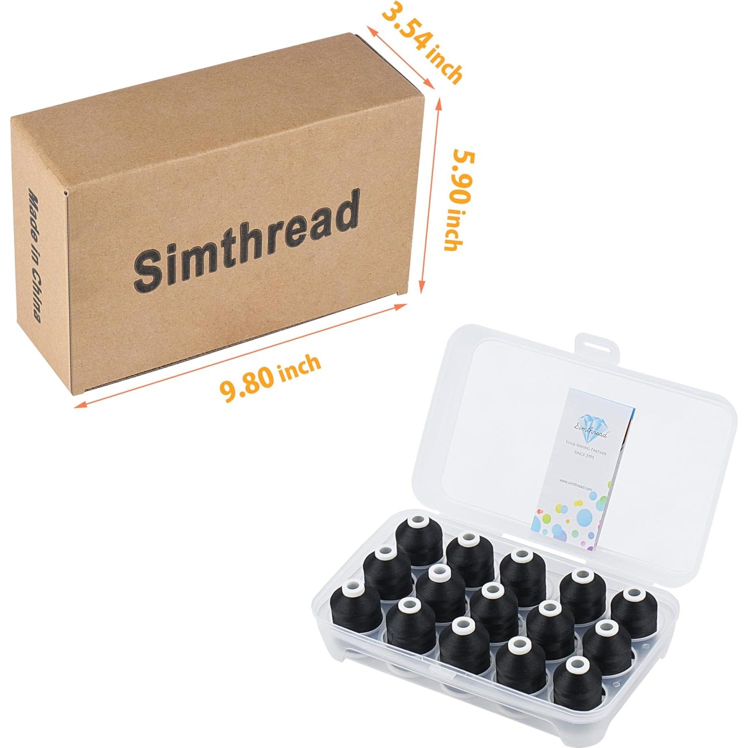 Set de Hilos de Bordado a Máquina Simthread 15 Bobinas 1000m Negro