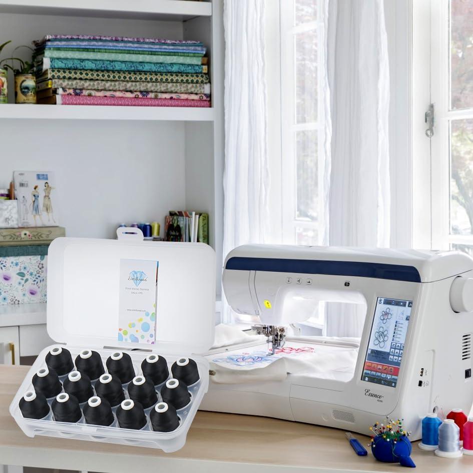 Set de Hilos de Bordado a Máquina Simthread 15 Bobinas 1000m Negro