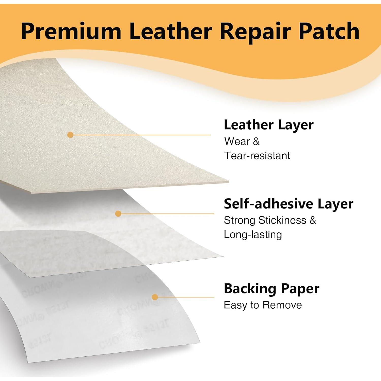 Parche de Reparación de Cuero Beige Lewondr 40x152 cm Autoadhesivo