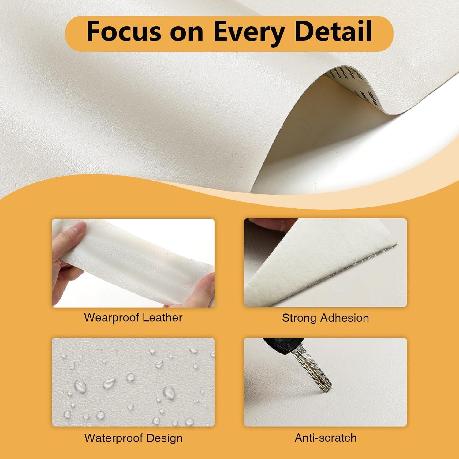 Parche de Reparación de Cuero Beige Lewondr 40x152 cm Autoadhesivo