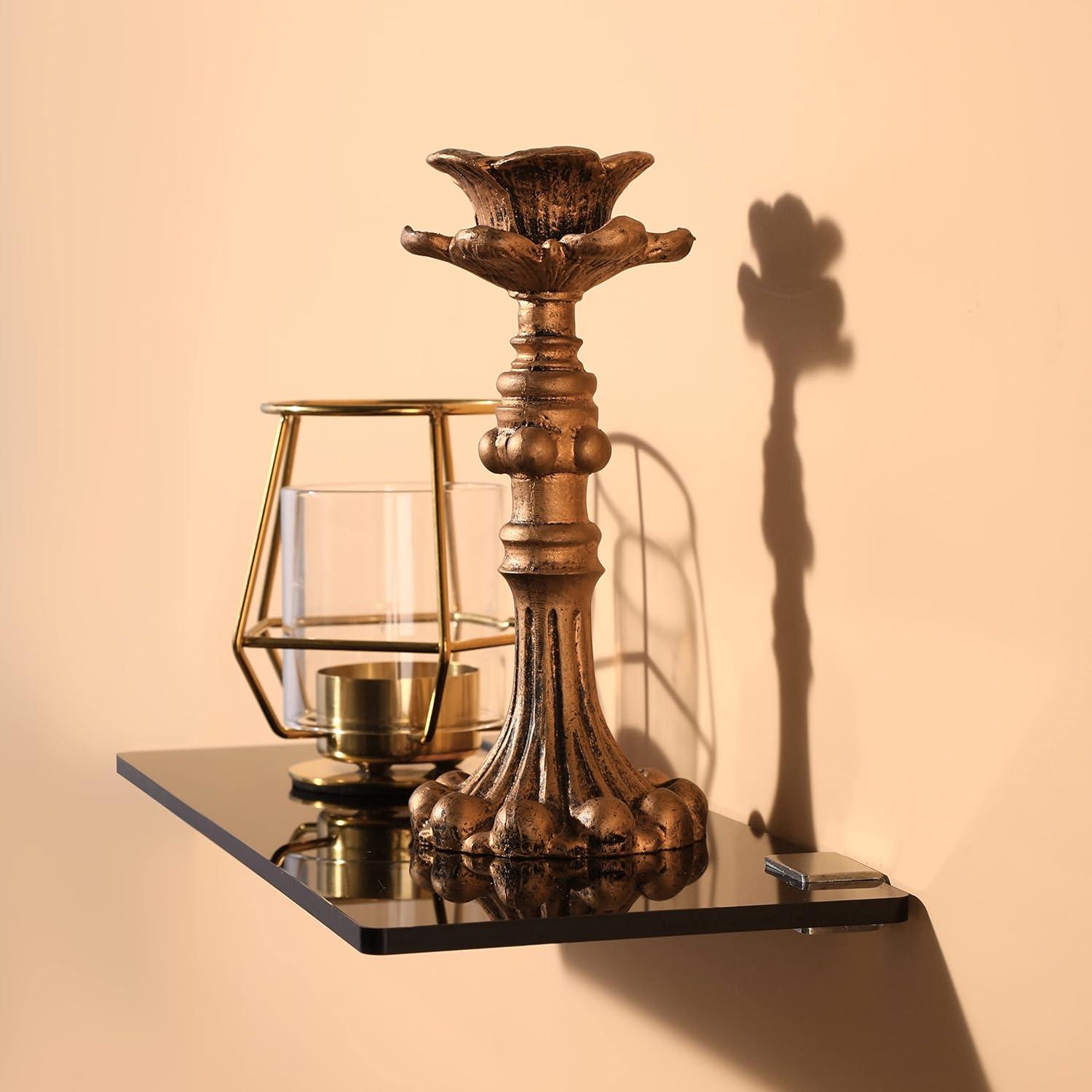 Estante Flotante de Acrílico Mini iobiotio 30x10 cm Negro 2 Pcs