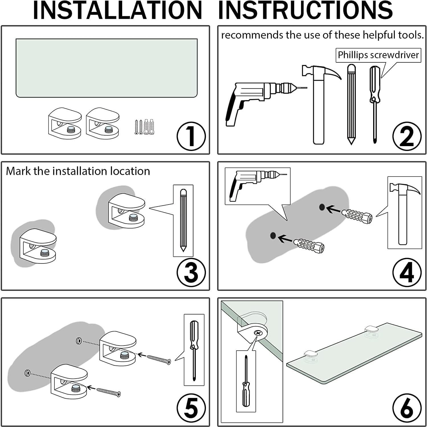 Estante Flotante de Acrílico Mini iobiotio 30x10 cm Negro 2 Pcs