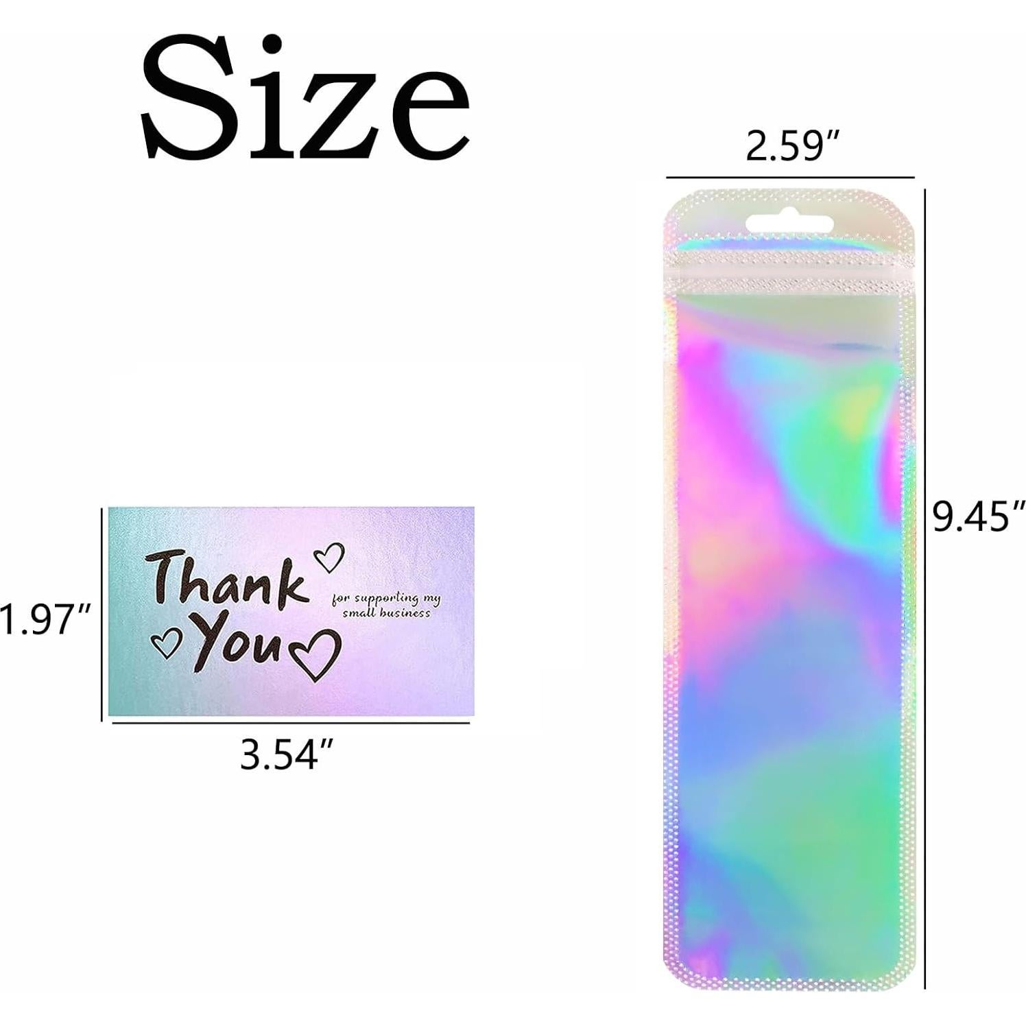 Bolsas de Empaque Holográficas LEEO 100 Pcs con Tarjetas