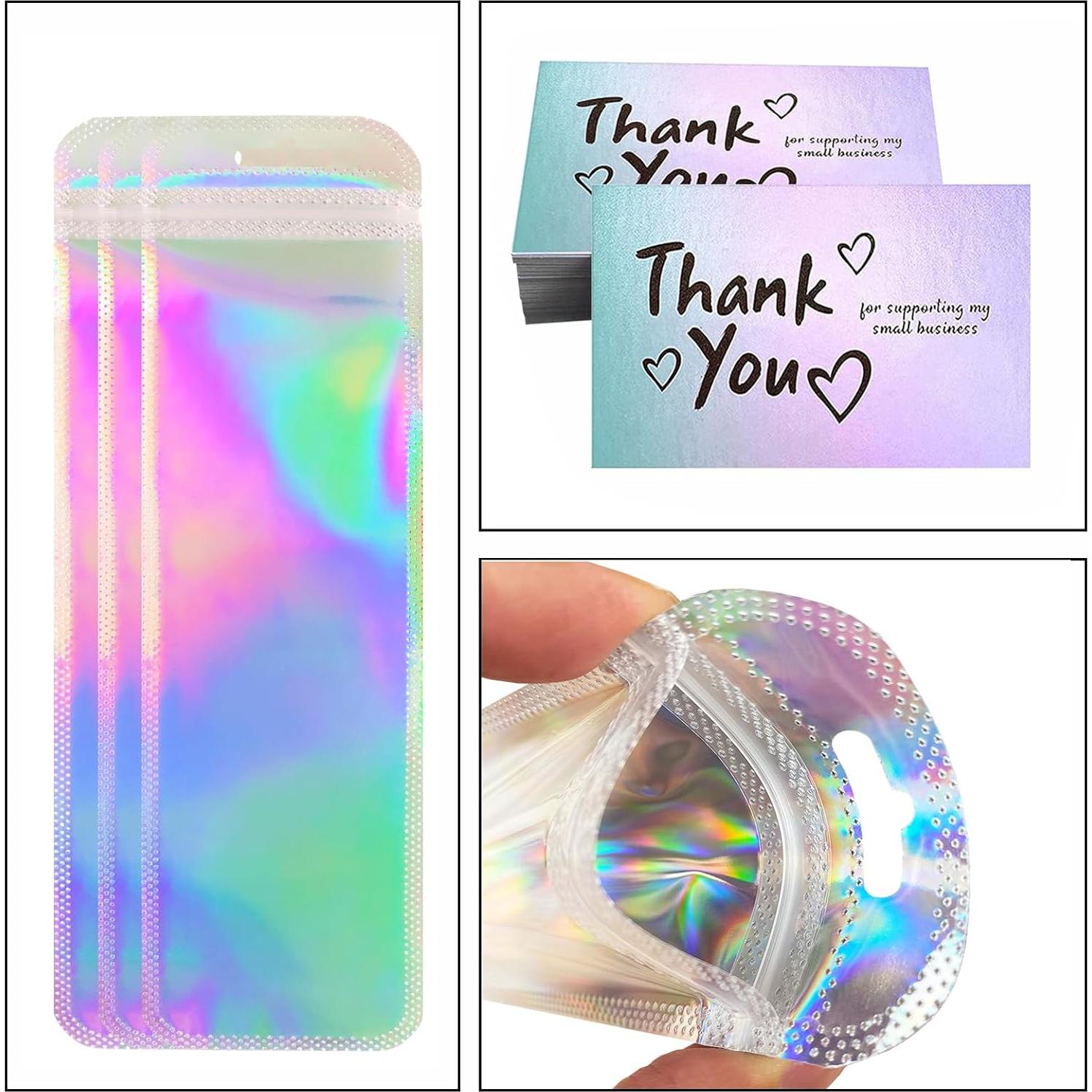 Bolsas de Empaque Holográficas LEEO 100 Pcs con Tarjetas