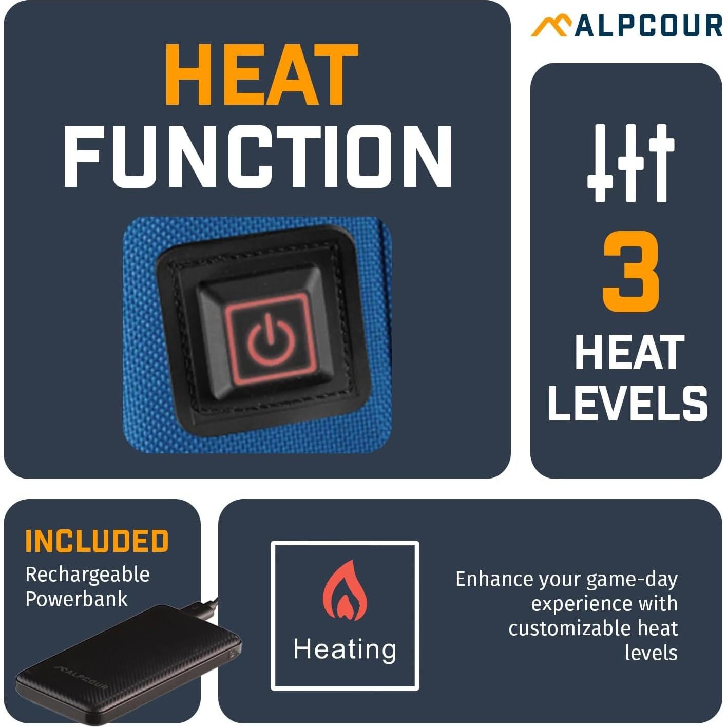 Cojín de Estadio Calentado Alpcour APC-SSCHBK Impermeable