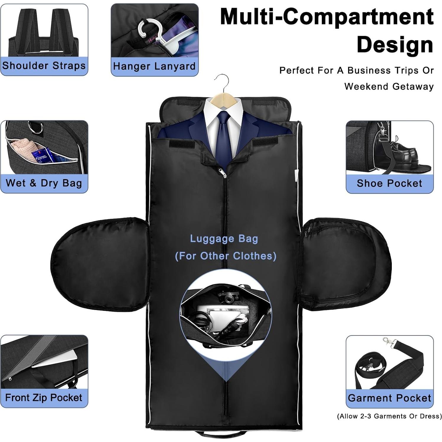 Bolsa Duffle Modoker Negra Convertible para Viajes 1.27 kg