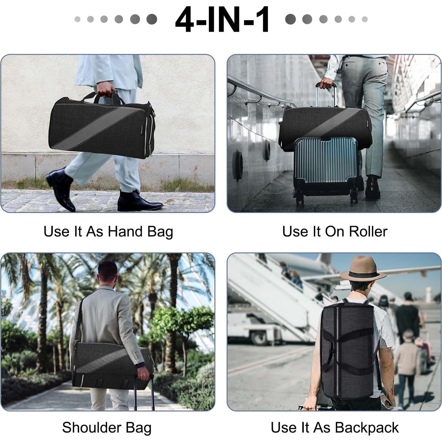 Bolsa Duffle Modoker Negra Convertible para Viajes 1.27 kg