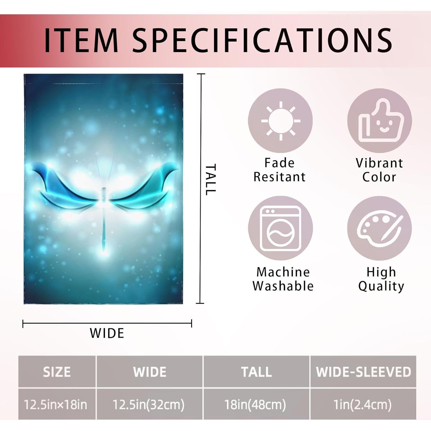 Bandera de Jardín Doble Cara Libélula Abstracta 30x45cm