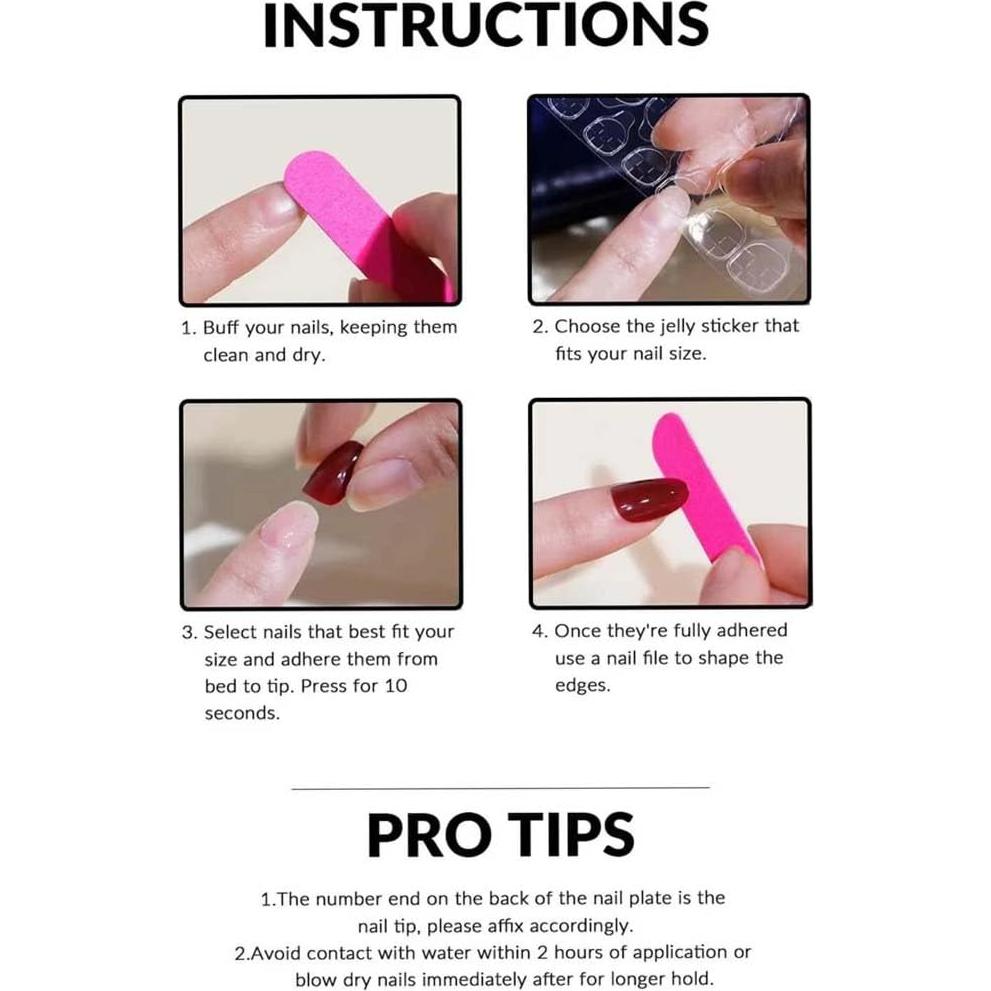 Uñas Falsas Cortas Cuadradas KASOICRA - 24 Pcs Brillantes