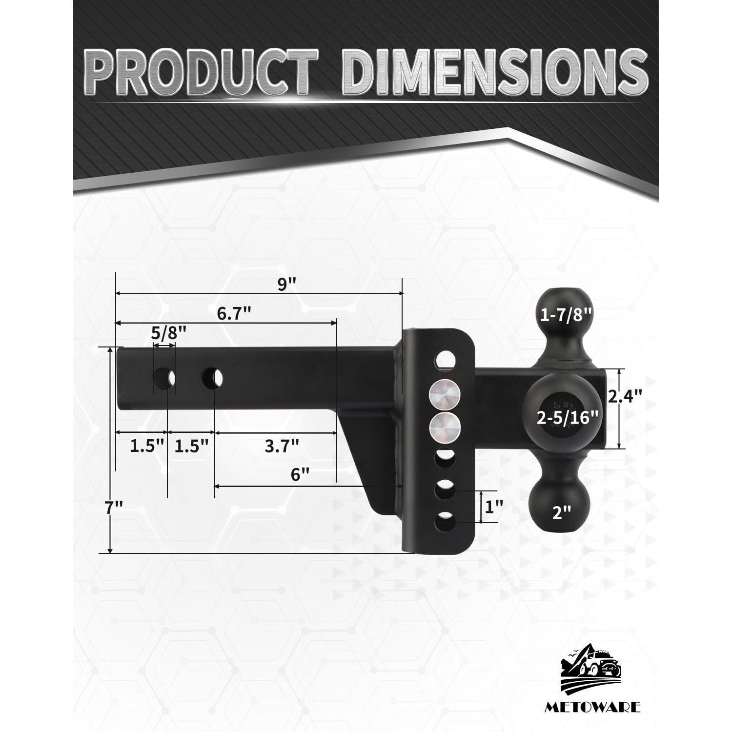 Enganche de Remolque Ajustable METOWARE Tri-Bola 12,500 LBS