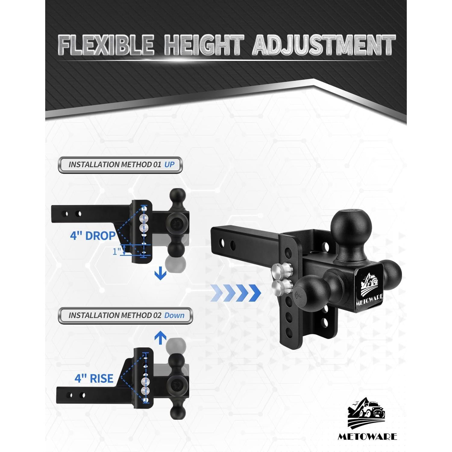 Enganche de Remolque Ajustable METOWARE Tri-Bola 12,500 LBS