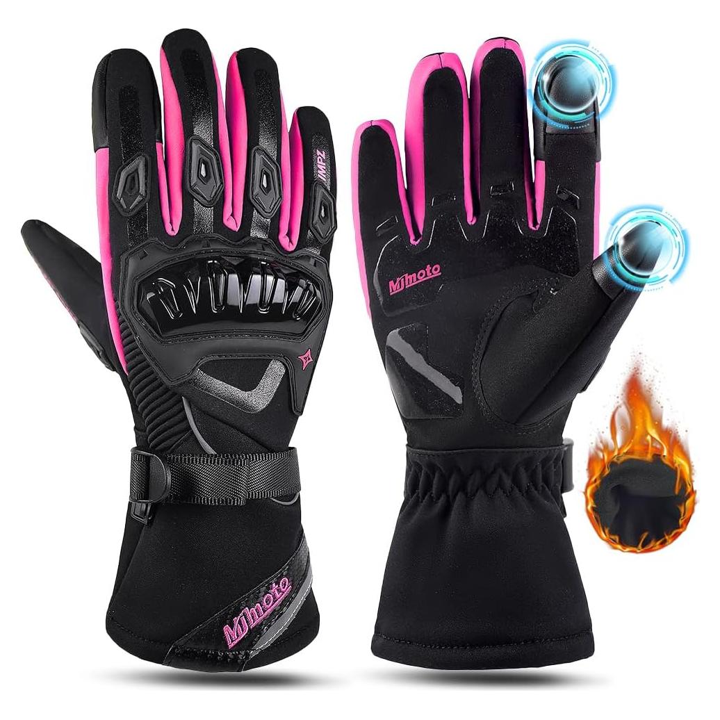 Guantes de Motocicleta Invierno MJMOTO Rosa Talla Mediana