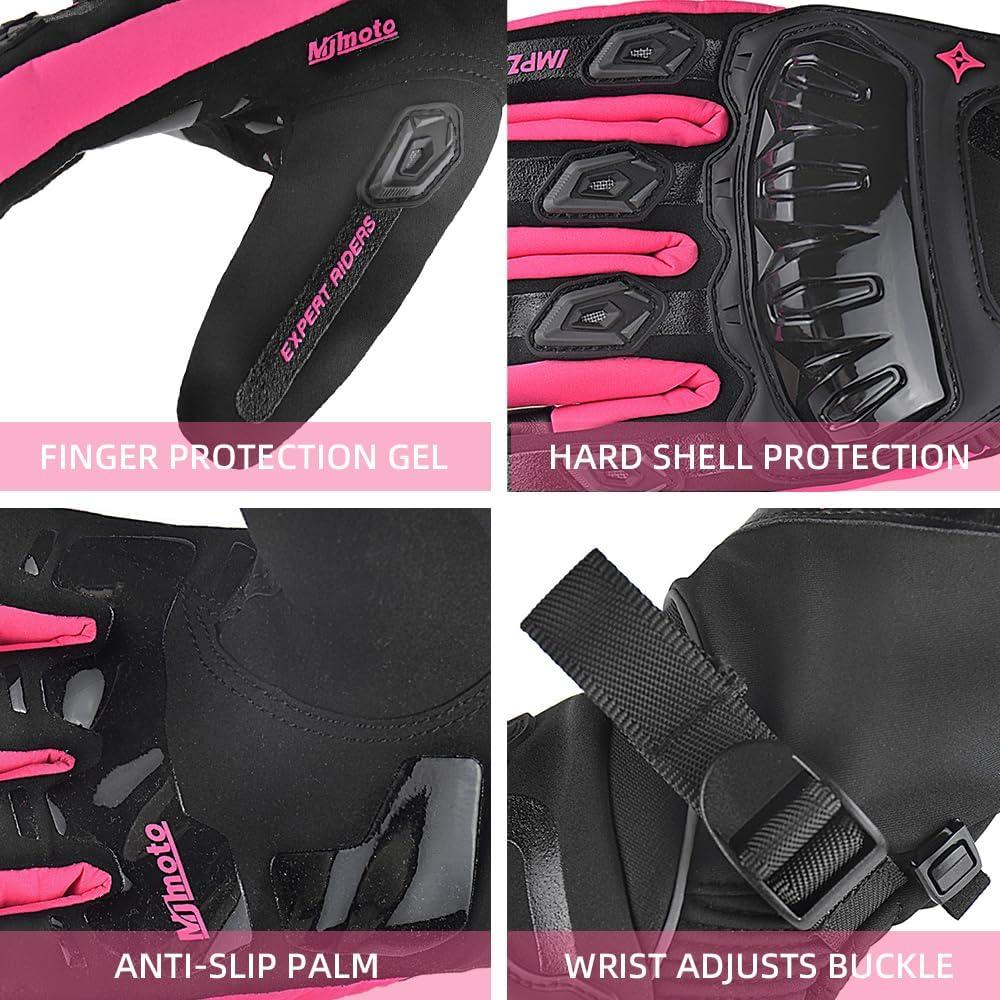Guantes de Motocicleta Invierno MJMOTO Rosa Talla Mediana