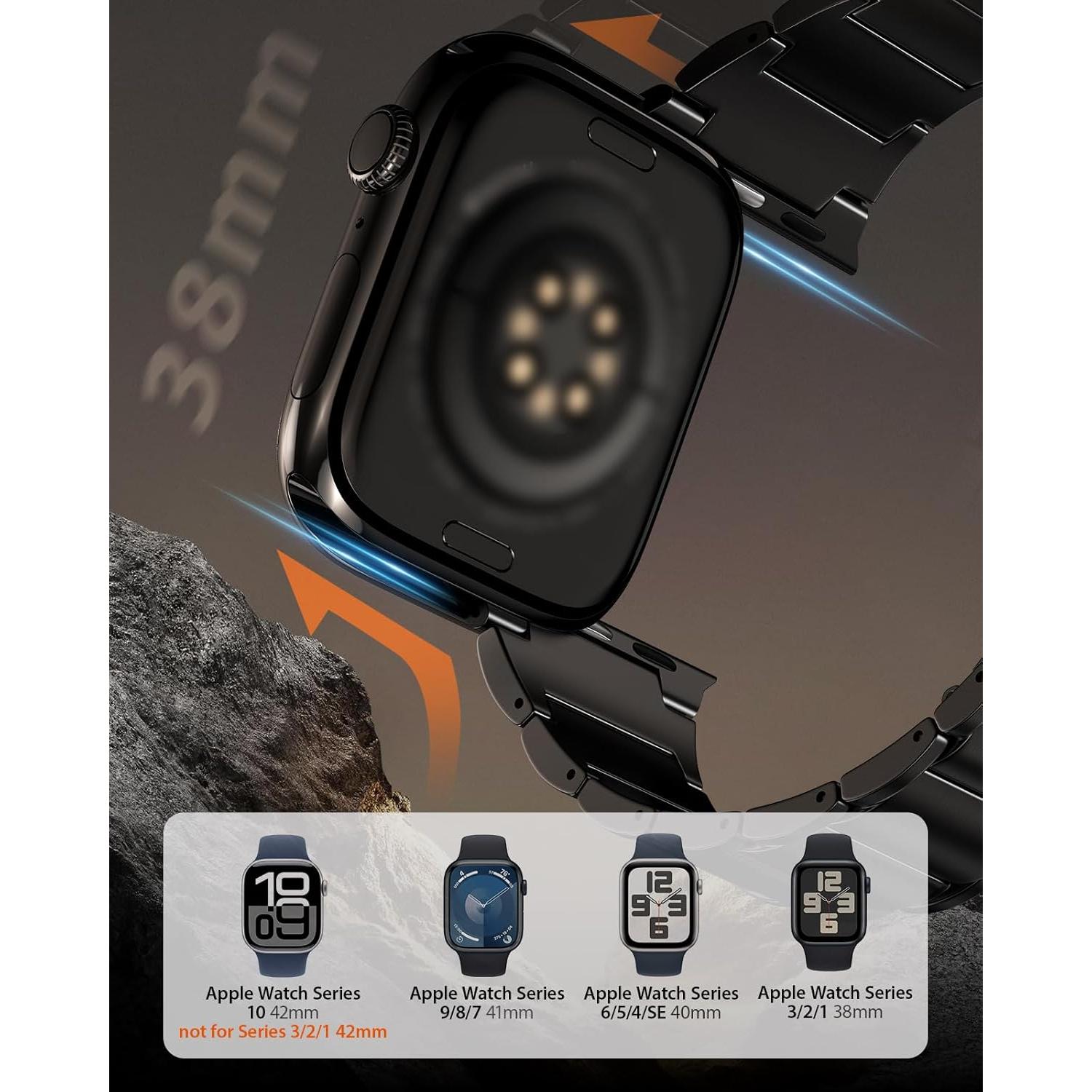 Banda de Titanio Negra 20mm para Apple Watch 38-42mm