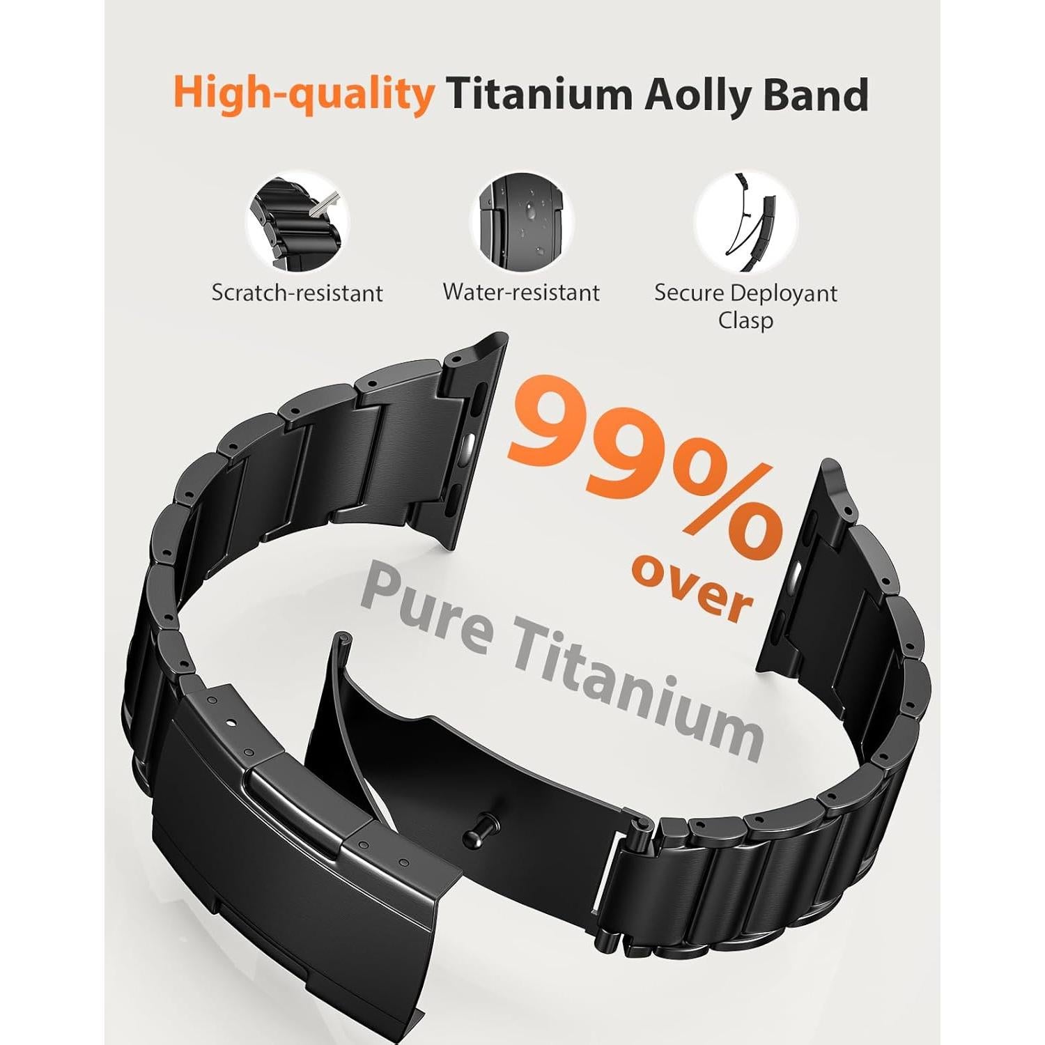 Banda de Titanio Negra 20mm para Apple Watch 38-42mm