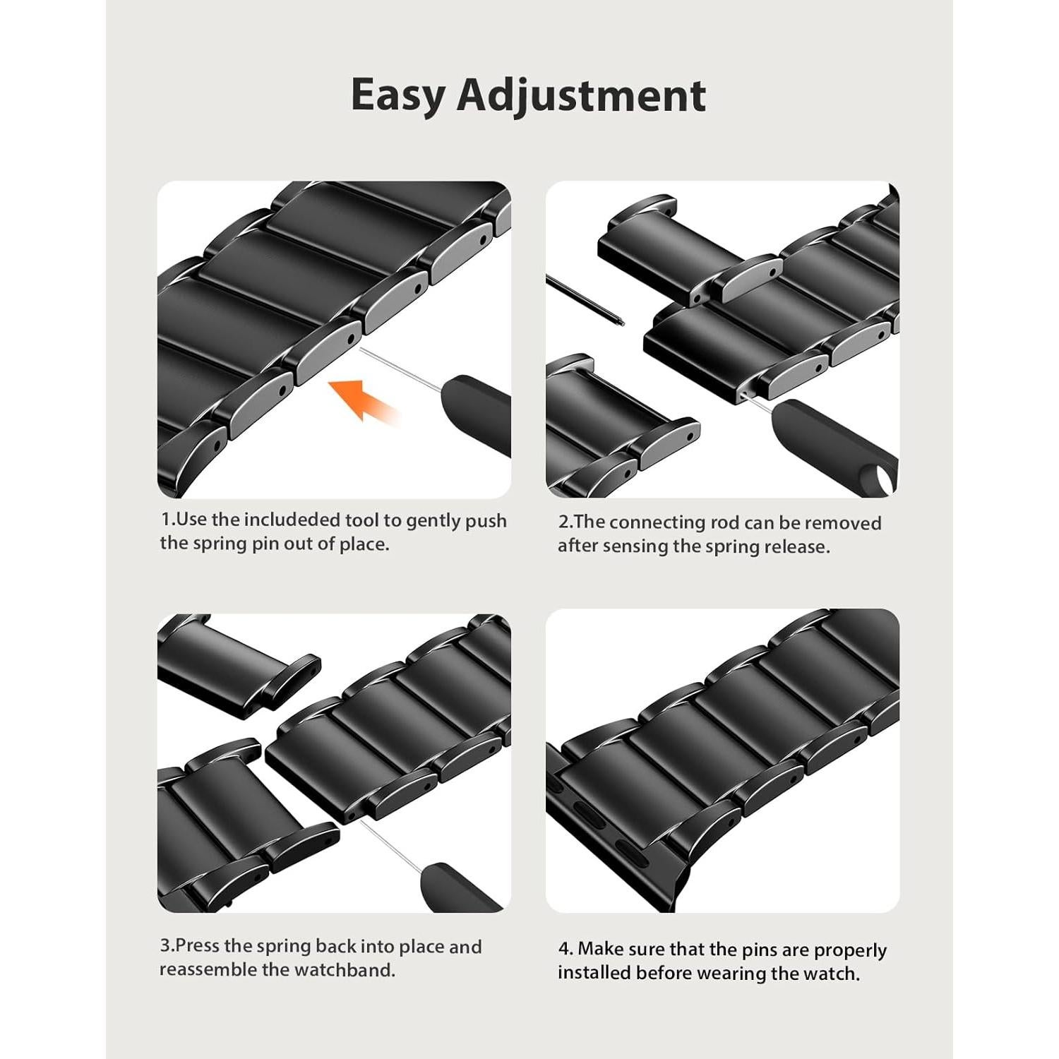 Banda de Titanio Negra 20mm para Apple Watch 38-42mm