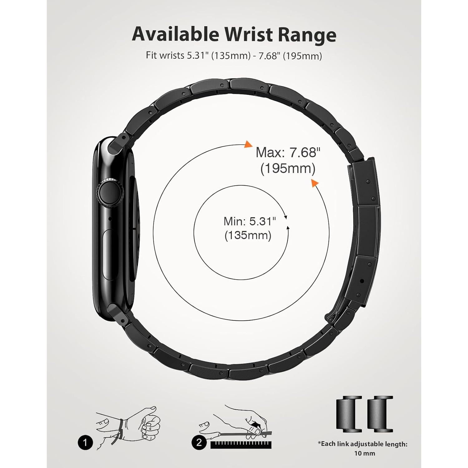 Banda de Titanio Negra 20mm para Apple Watch 38-42mm