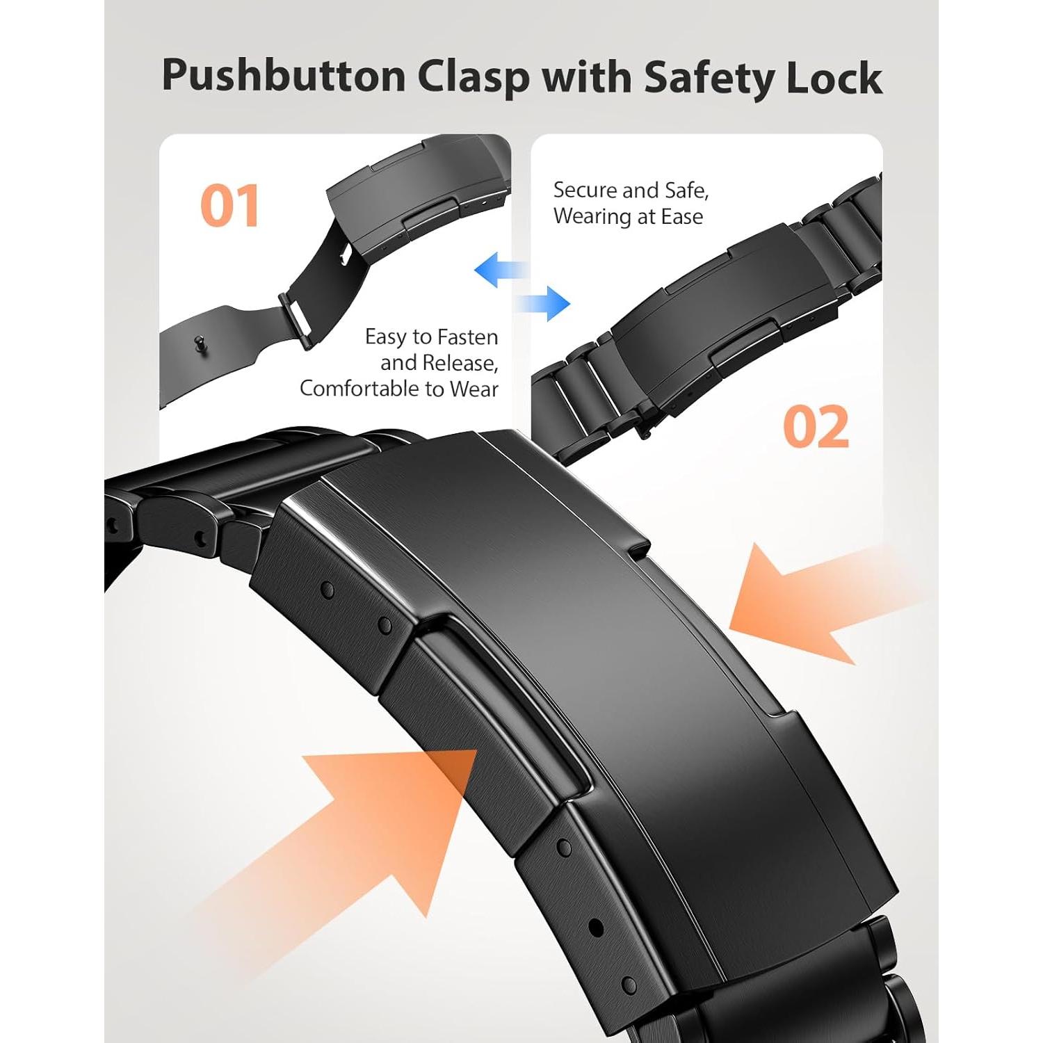 Banda de Titanio Negra 20mm para Apple Watch 38-42mm