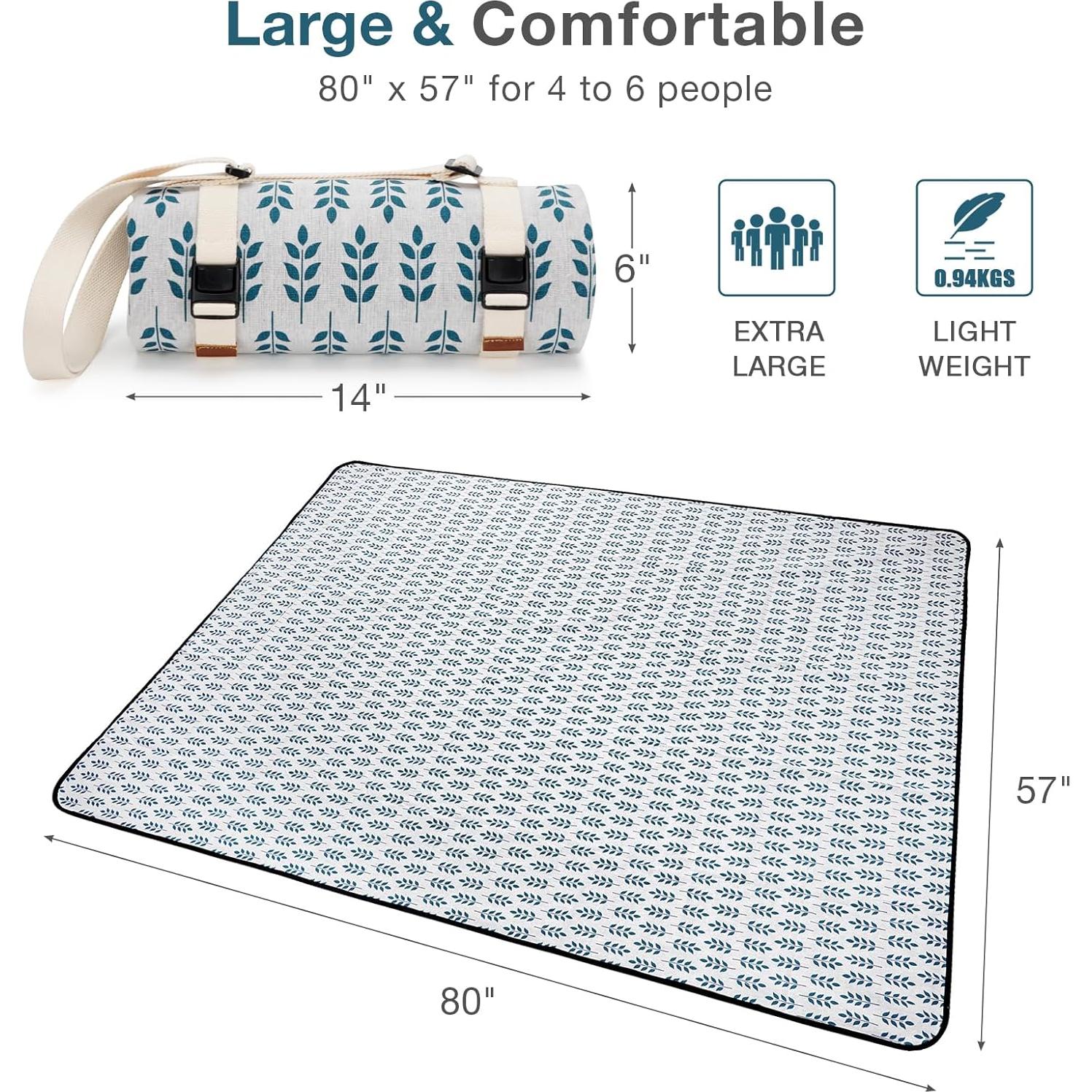 Manta de Picnic Impermeable WILLOW WEAVE 200x145 cm Azul