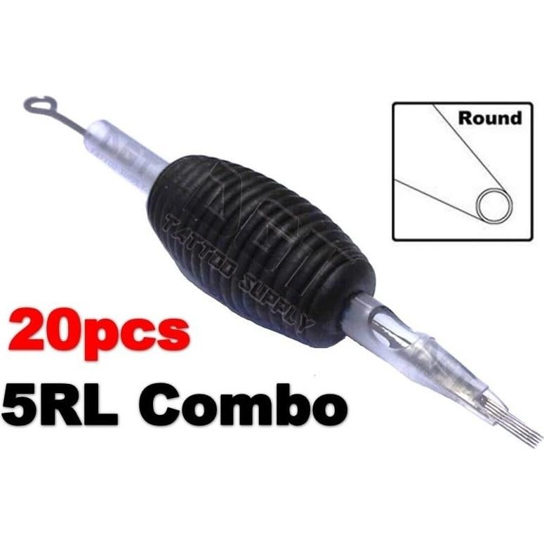 Caja de 20 Agujas de Tatuaje Desechables DGT 5RL con Empuñadura