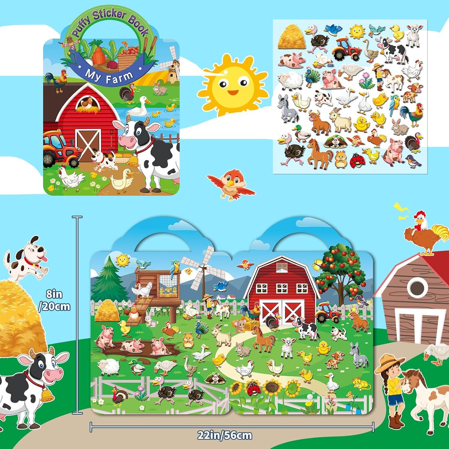 6 Libros de Stickers 3D Reutilizables Elfew para Niños 2-4 Años