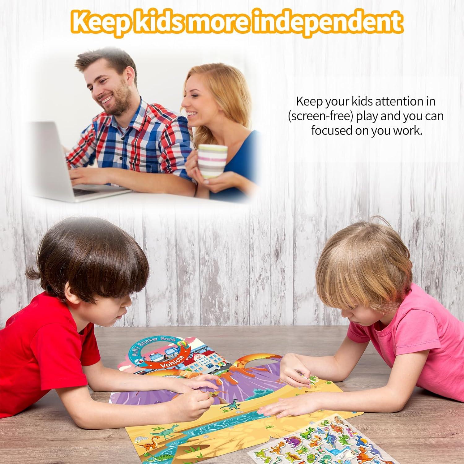 6 Libros de Stickers 3D Reutilizables Elfew para Niños 2-4 Años