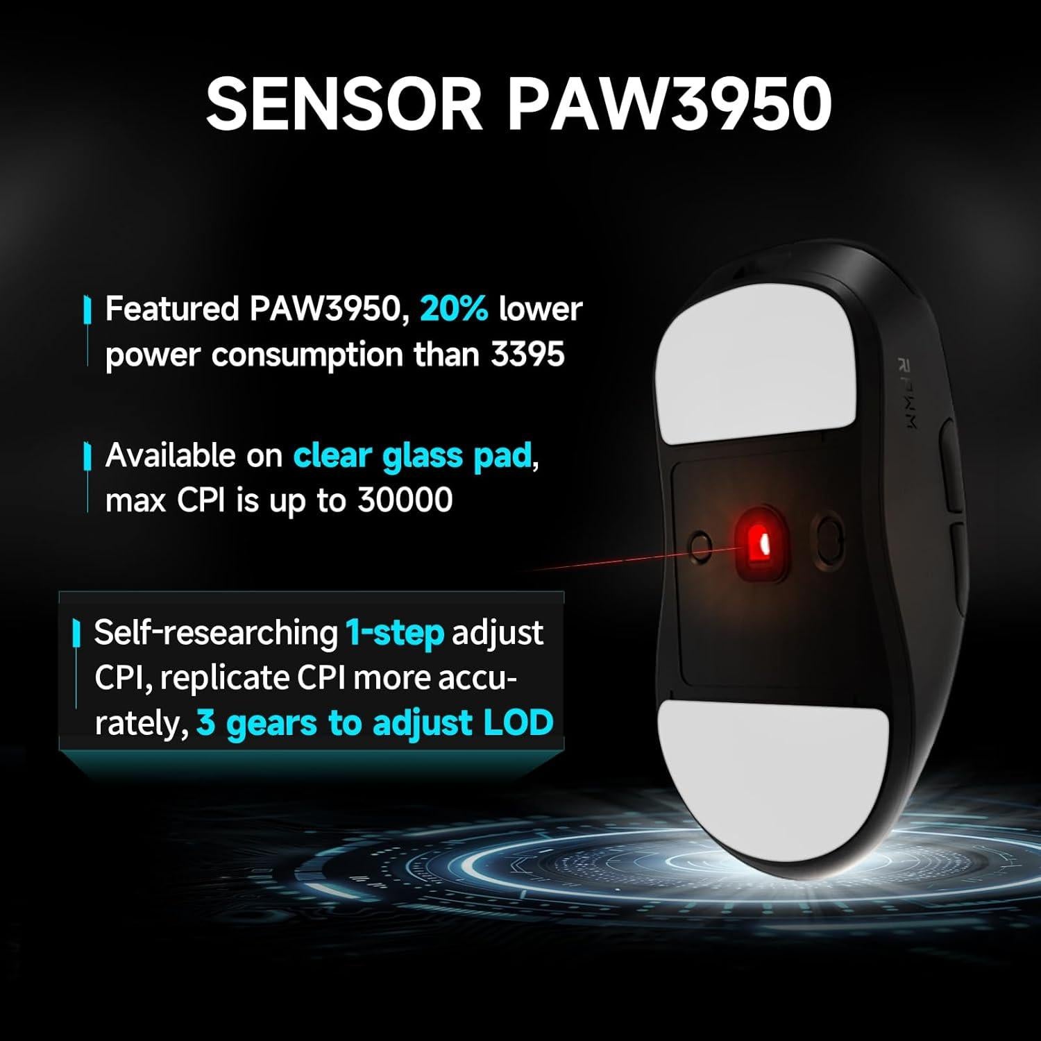 Ratón Inalámbrico para Juegos RAWM ES21PRO 8K, 47g, 30000 DPI