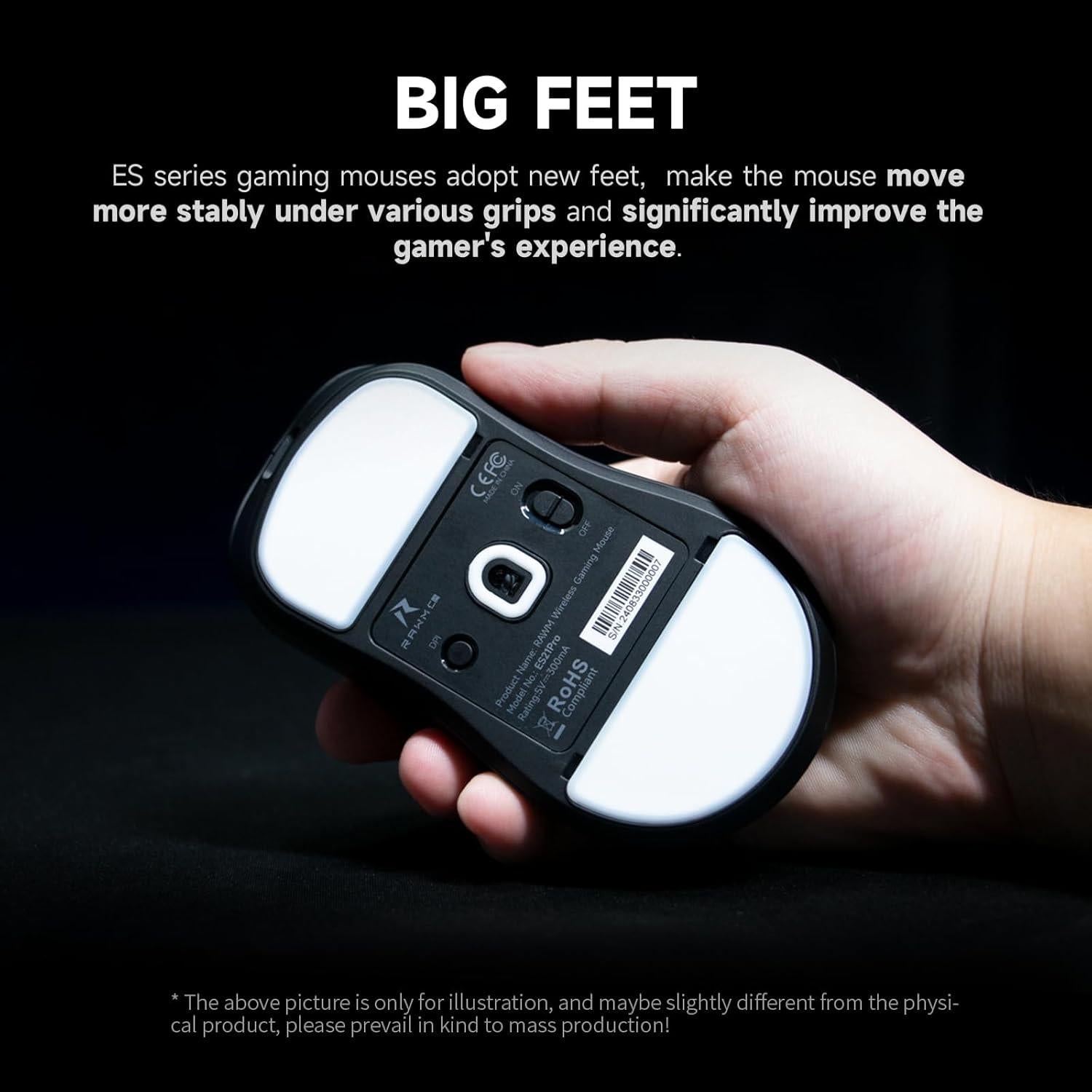 Ratón Inalámbrico para Juegos RAWM ES21PRO 8K, 47g, 30000 DPI