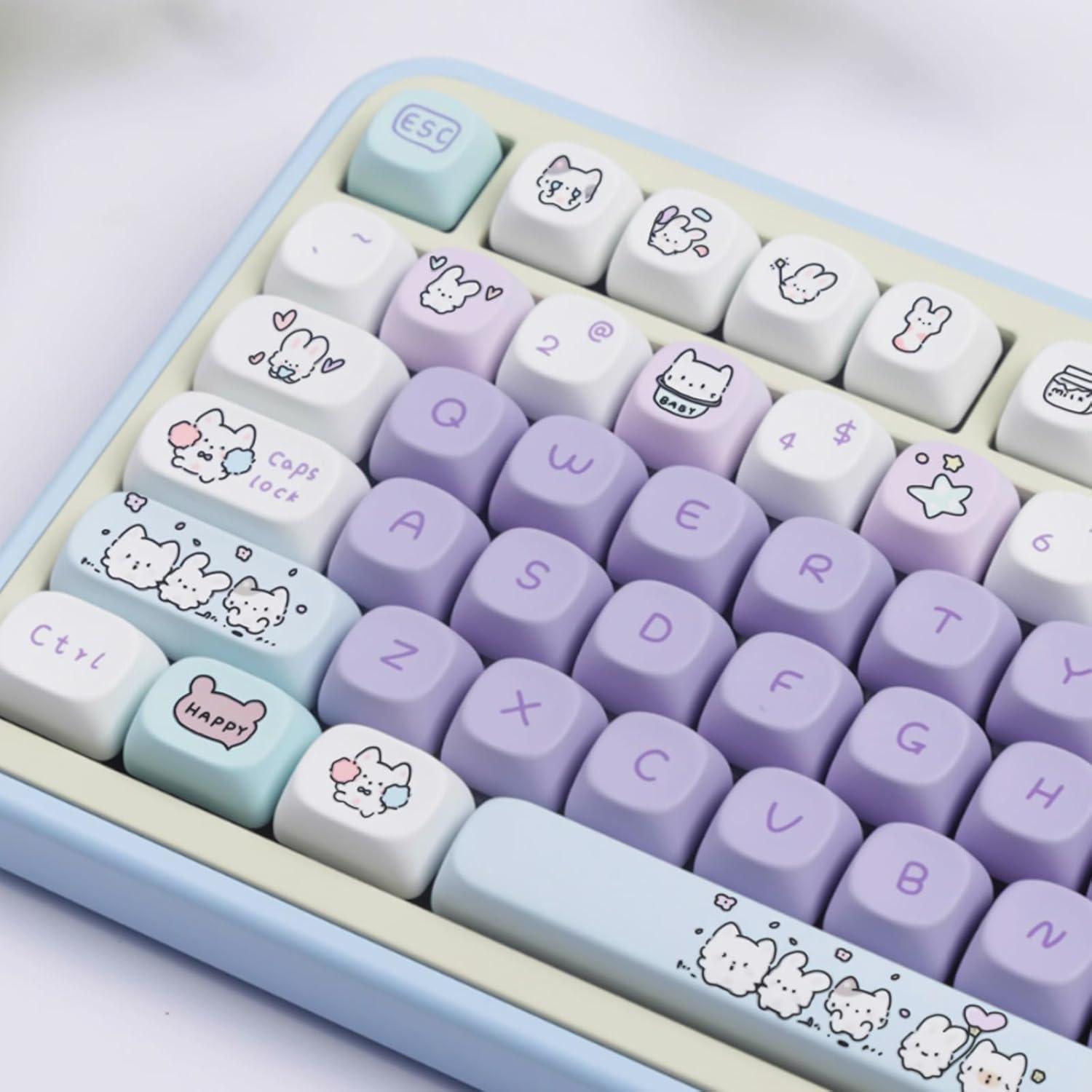 Conjunto de Teclas Mecánicas PBT COOMICKEY Conejo Kawaii