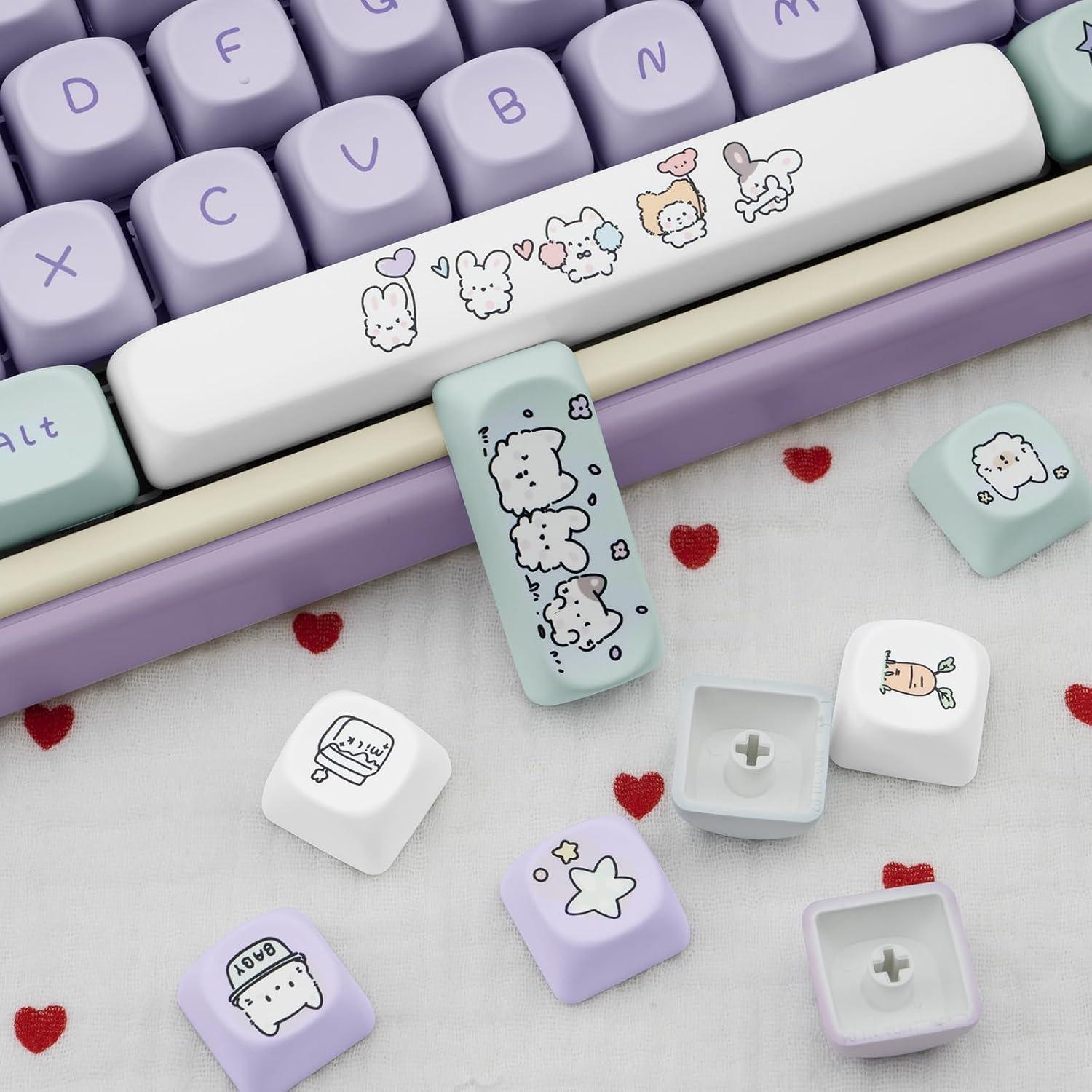 Conjunto de Teclas Mecánicas PBT COOMICKEY Conejo Kawaii